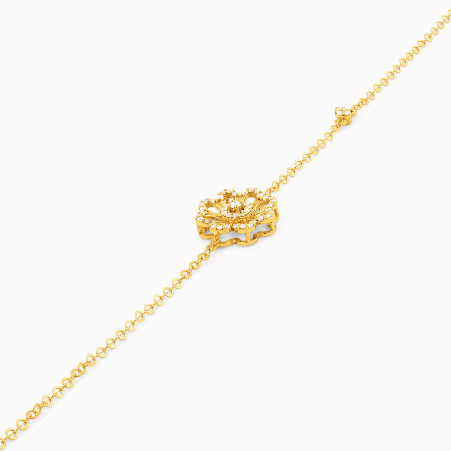 Flower Diamond Chain Bracelet in 18K Gold - 7 Flower Diamond Chain Bracelet in 18K Gold - 7