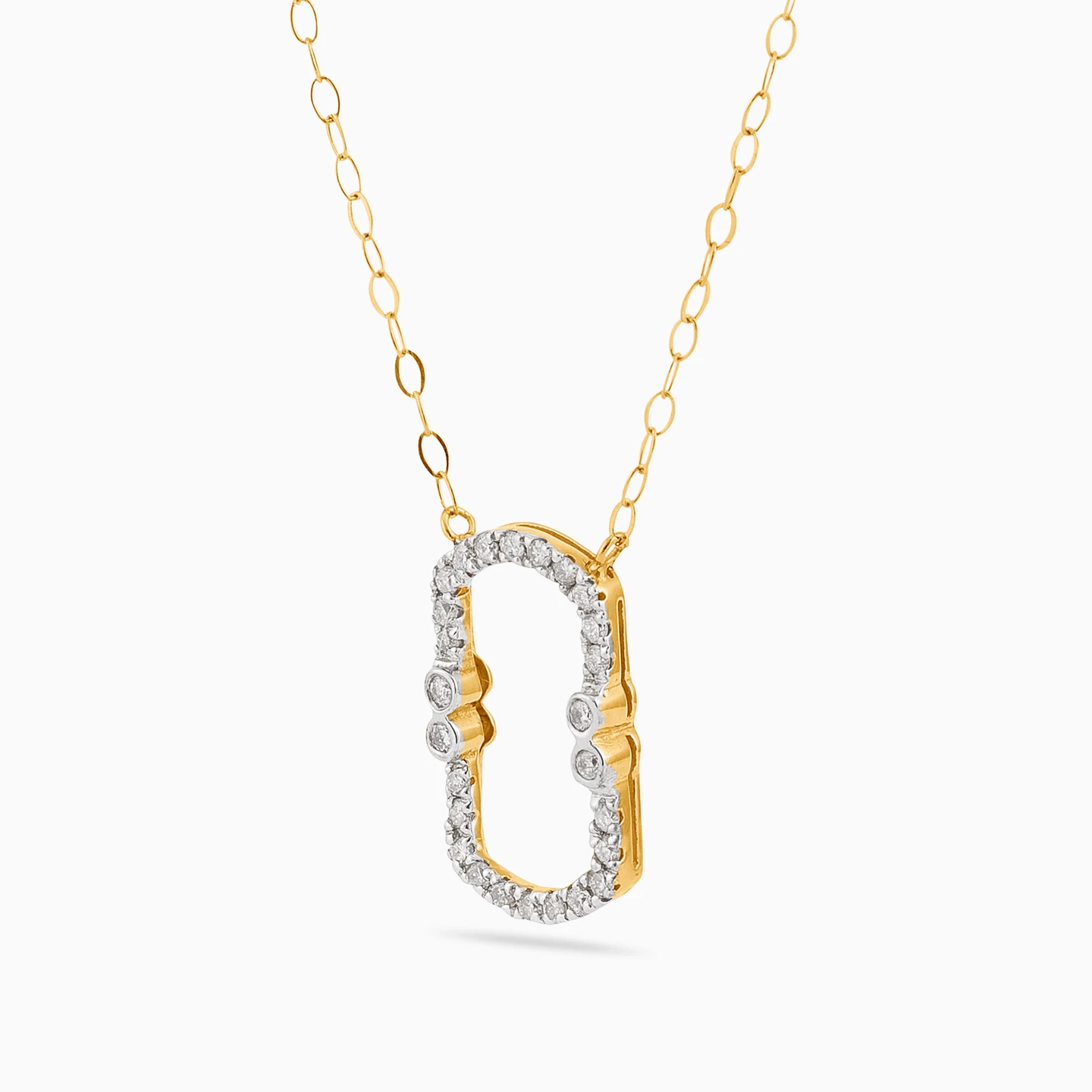 Rectangle Diamond Necklace in 18K Gold - 2 Rectangle Diamond Necklace in 18K Gold - 2