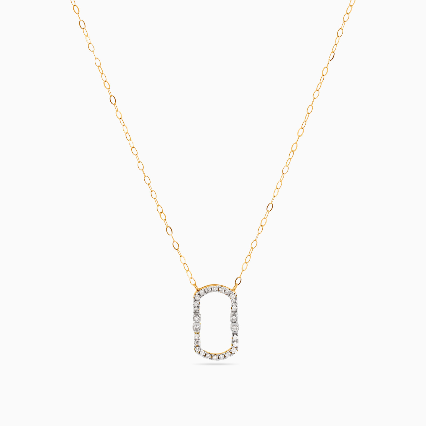 Rectangle Diamond Necklace in 18K Gold - 3 Rectangle Diamond Necklace in 18K Gold - 3