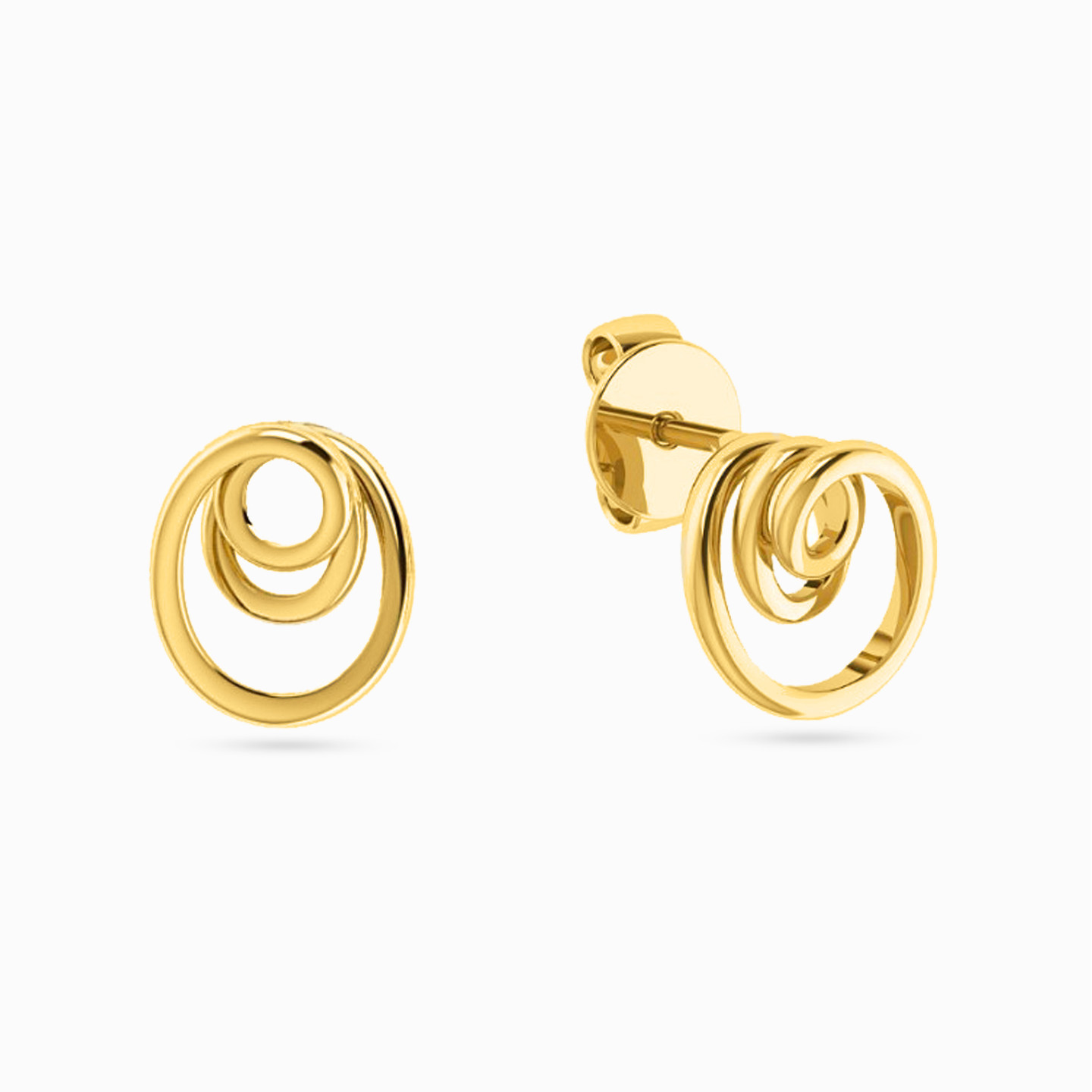 18K Gold Stud Earrings - 2