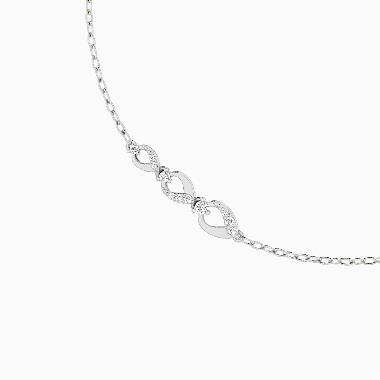 أسورة بسلسلة ذهب حلقات عيار 18 قيراط مزينة بالألماس - 3 أسورة بسلسلة ذهب حلقات عيار 18 قيراط مزينة بالألماس - 3