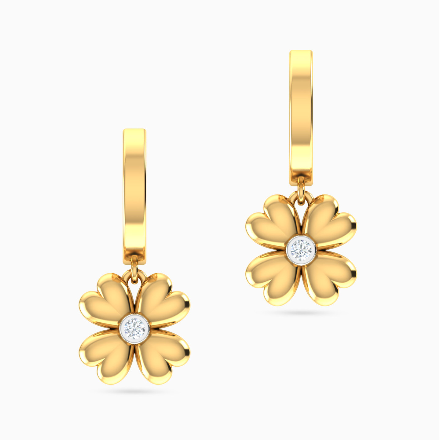 Flower Diamonds Drop Earrings in 18K Gold Flower Diamonds Drop Earrings in 18K Gold