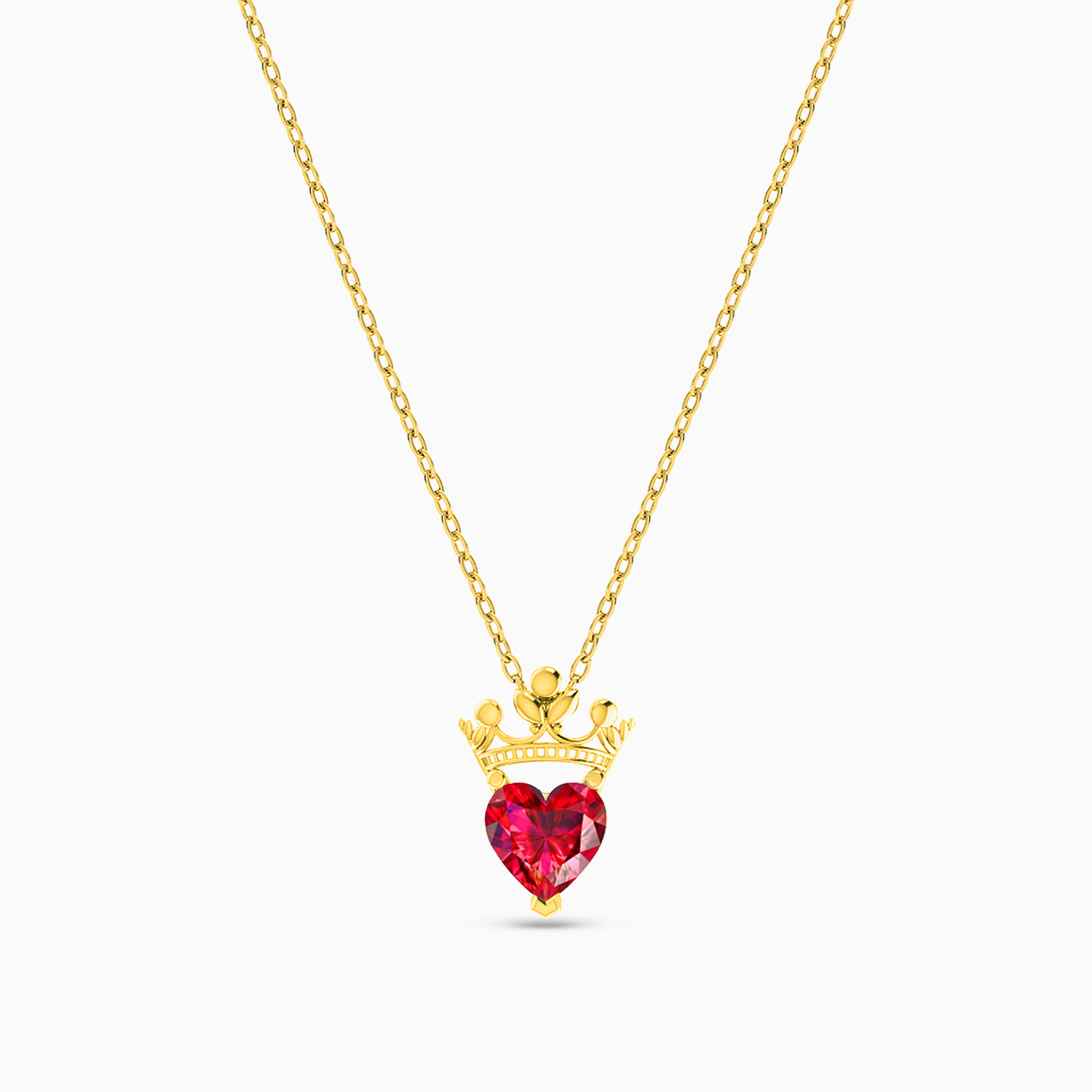 Heart Red Stone Necklace in 18K Gold - 2 Heart Red Stone Necklace in 18K Gold - 2