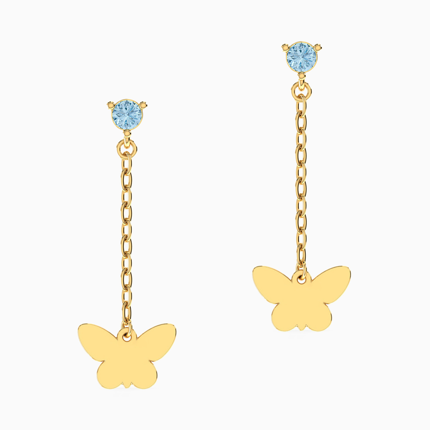 18K Gold Colored Stones Drop Earrings