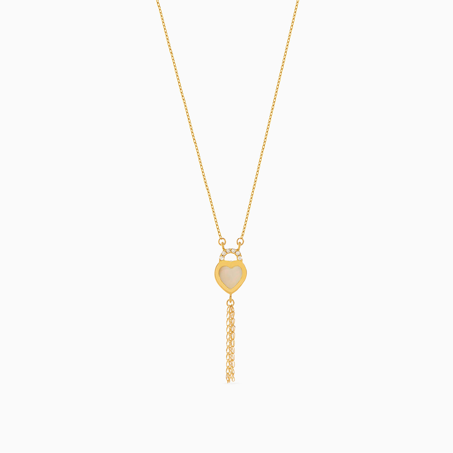 Lock Cubic Zirconia Necklace in 18K Gold - 2 Lock Cubic Zirconia Necklace in 18K Gold - 2