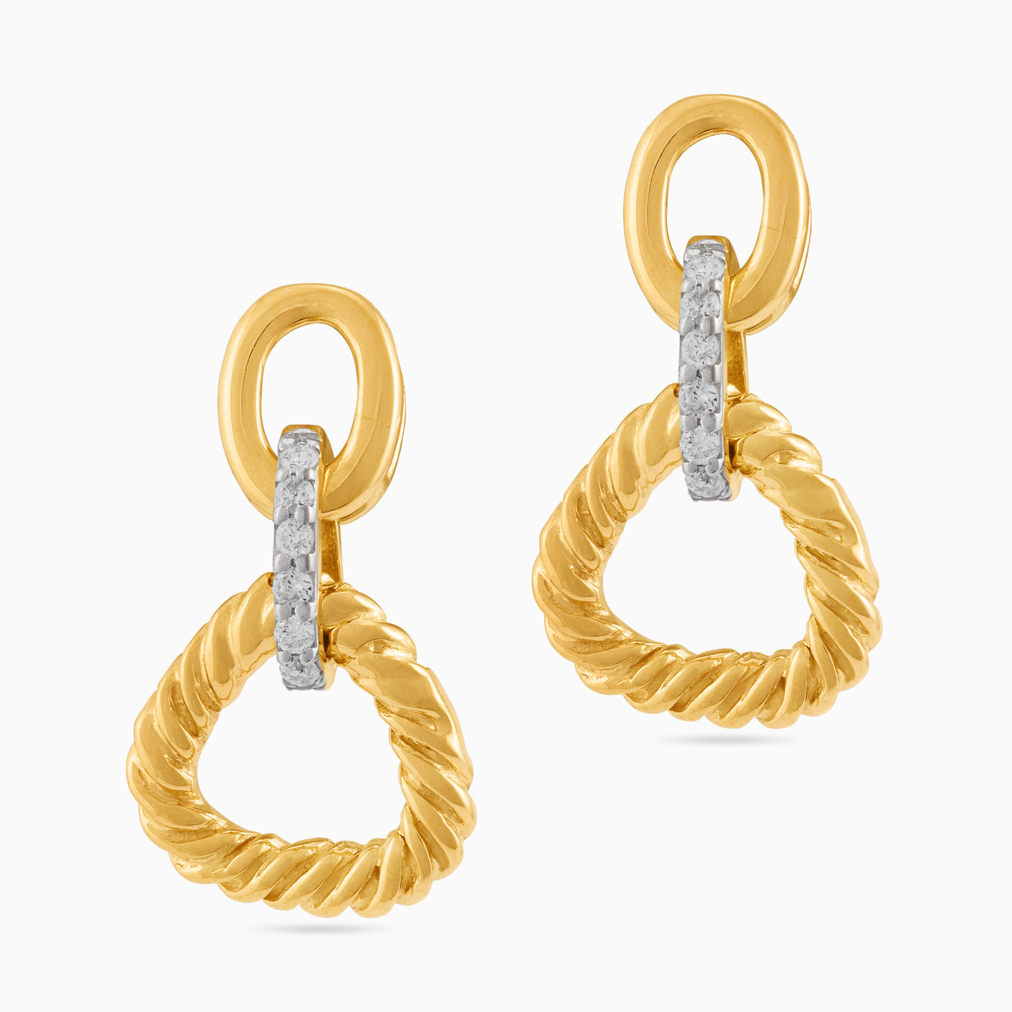 Triangle Diamond Drop Earrings in 18K Gold - 4 Triangle Diamond Drop Earrings in 18K Gold - 4