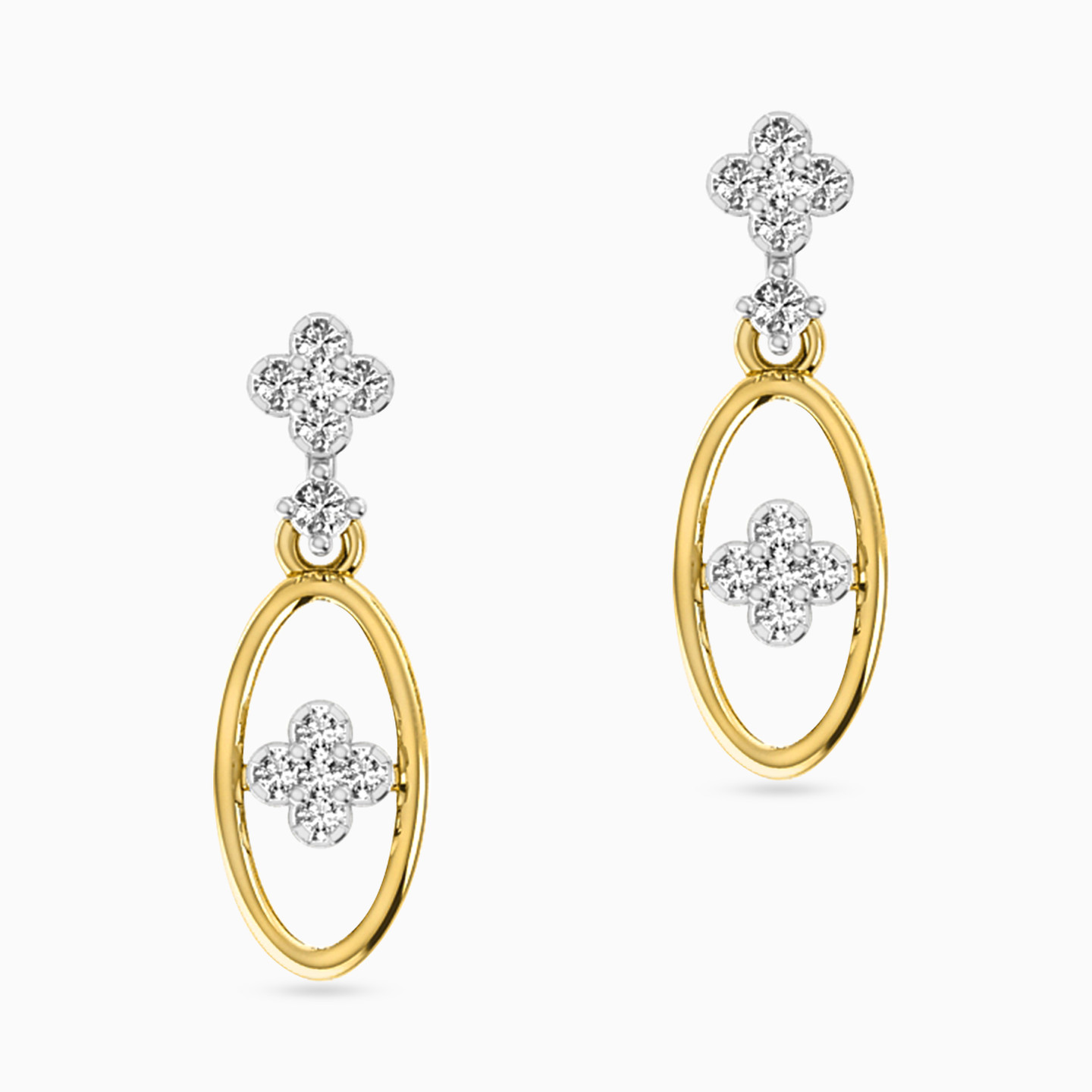 Oval Diamond Drop Earrings in 18K Gold
