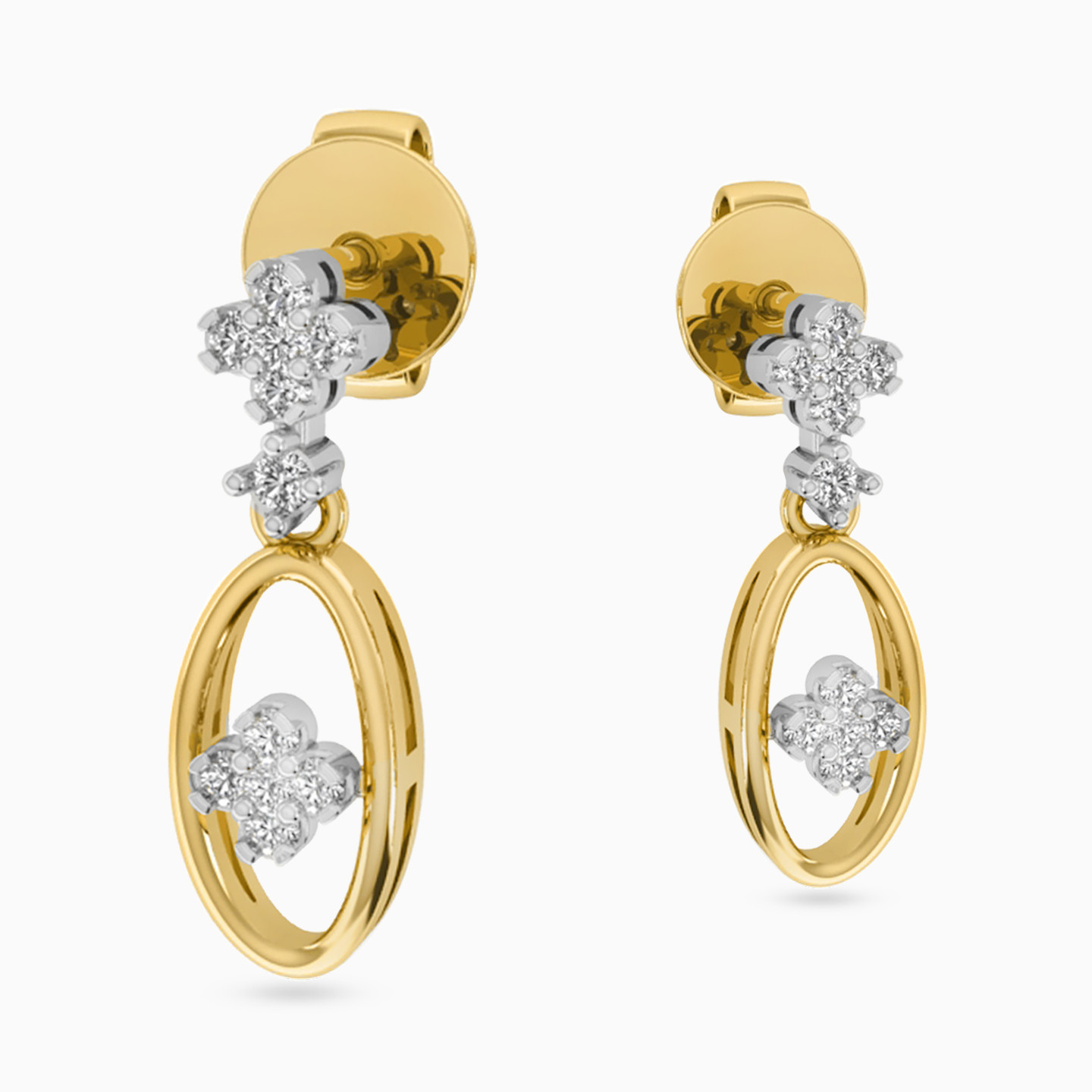 Oval Diamond Drop Earrings in 18K Gold - 3