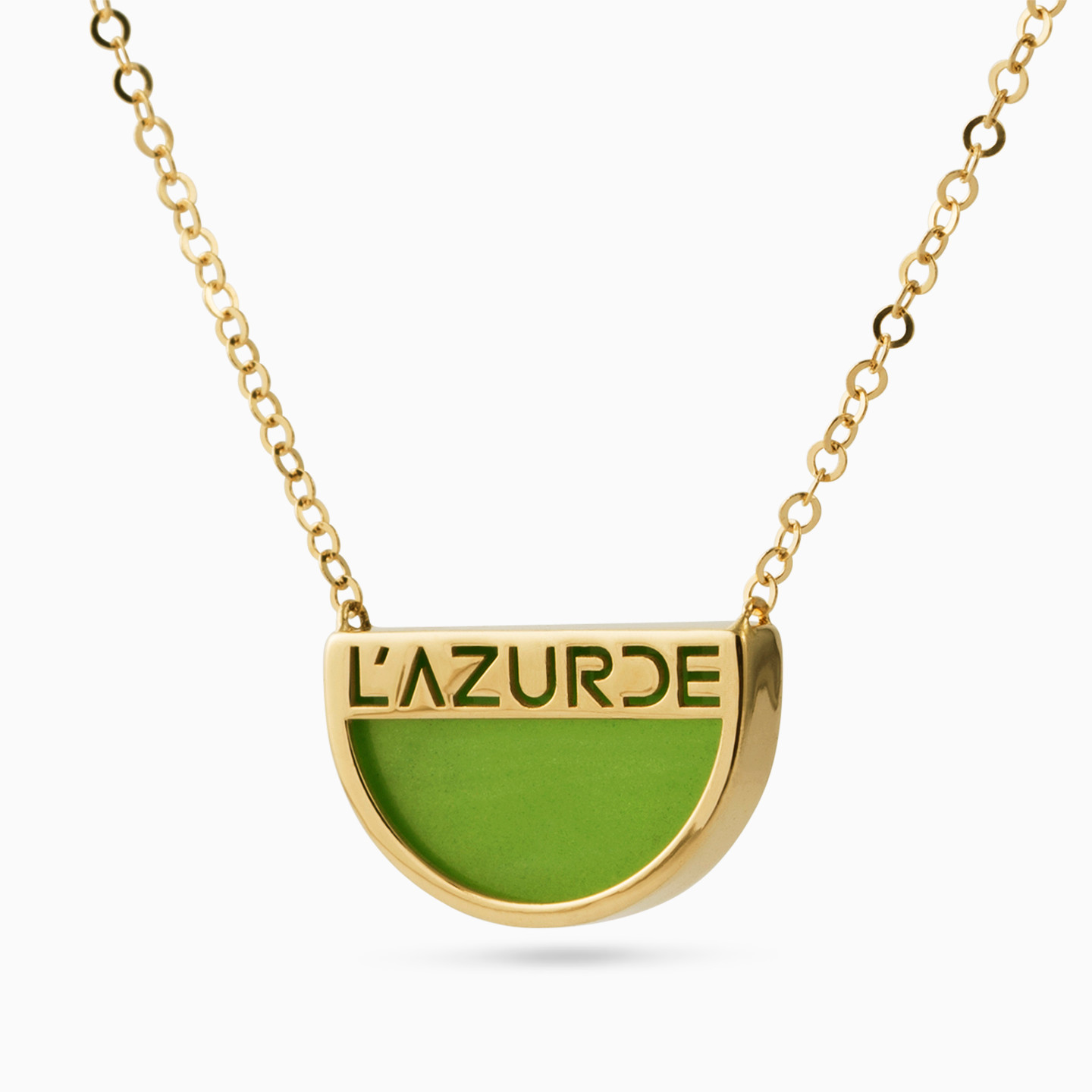 Semi-circle Green Stones Necklace in 18K Gold - 2