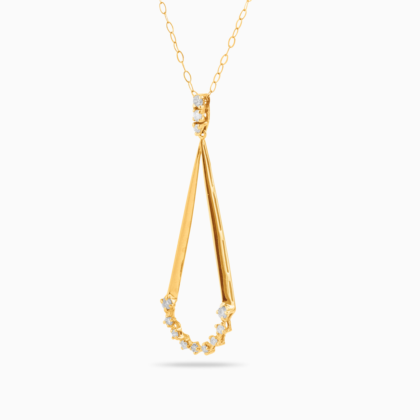 Pear Diamond Necklace in 18K Gold - 2 Pear Diamond Necklace in 18K Gold - 2