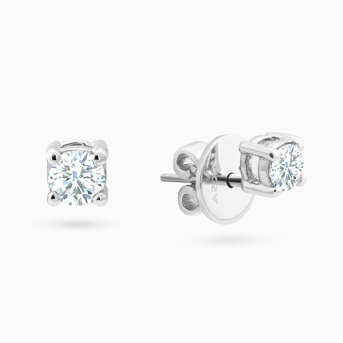 18K Gold Diamond Stud Earrings - 2