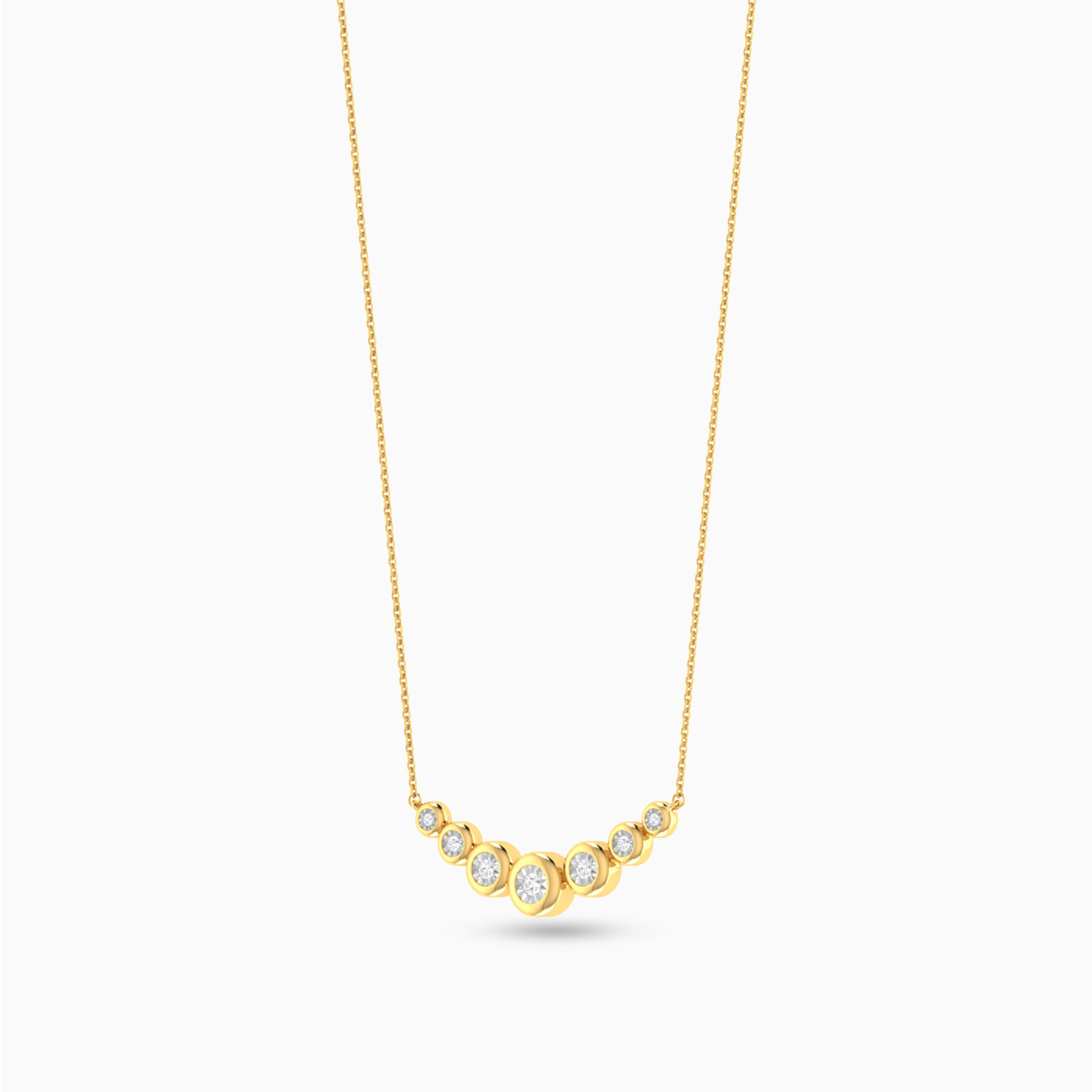 Circle Diamond Necklace in 18K Gold - 3 Circle Diamond Necklace in 18K Gold - 3