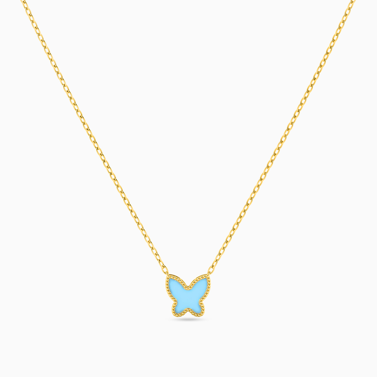 سلسلة ذهب فراشة عيار 18 قيراط مزينة بالأحجار الملونة - 3 سلسلة ذهب فراشة عيار 18 قيراط مزينة بالأحجار الملونة - 3