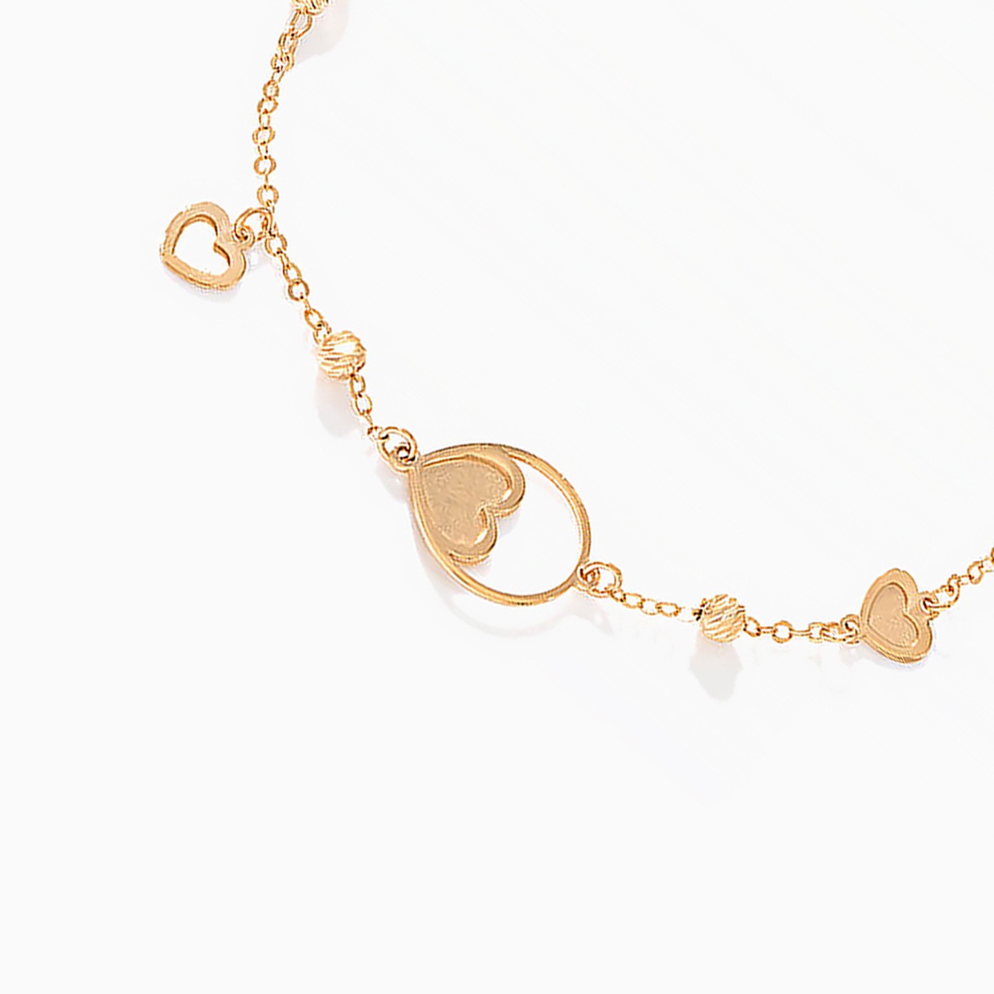Heart Chain Bracelet in 21K Gold - 2 Heart Chain Bracelet in 21K Gold - 2