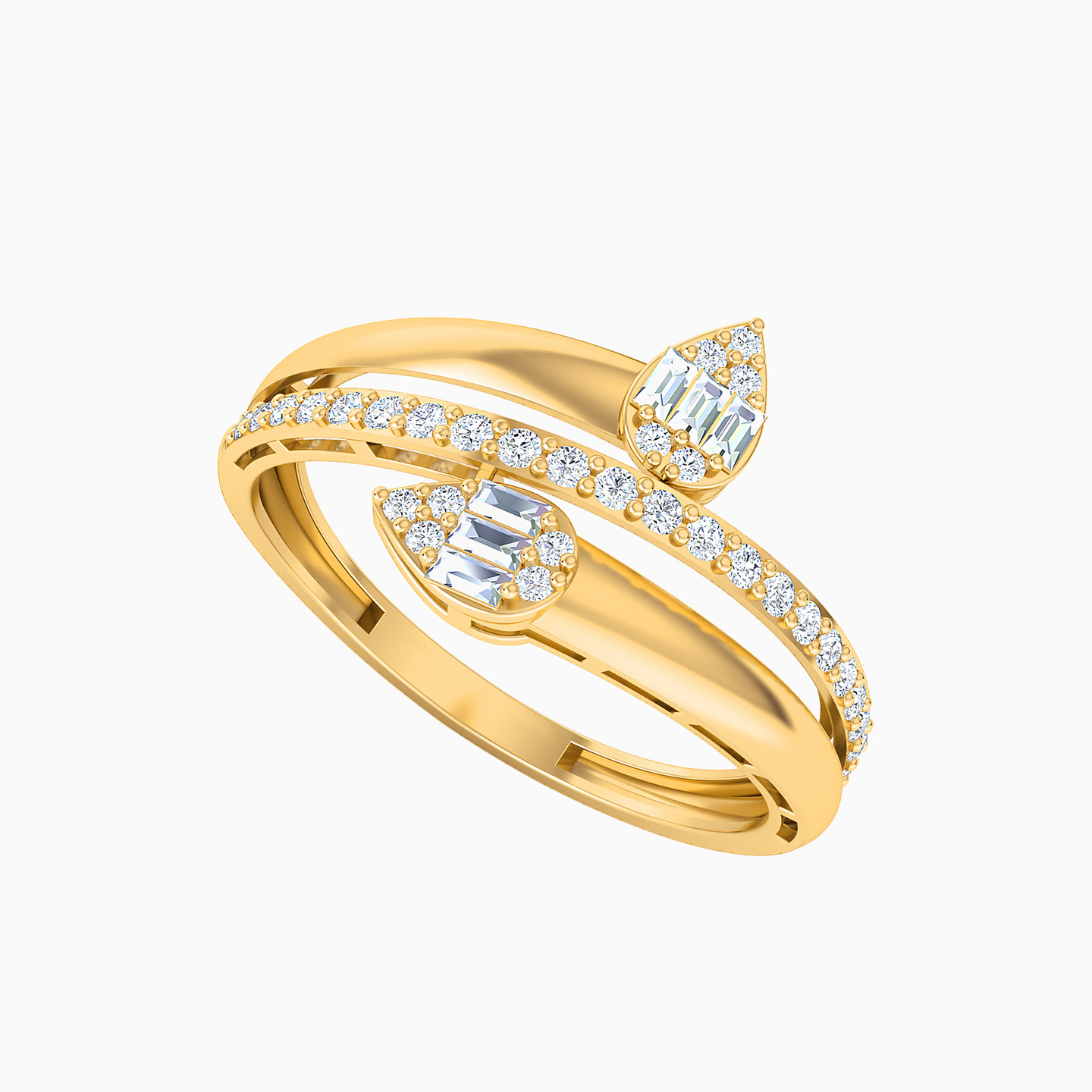 21K Gold Cubic Zirconia Two-headed Ring - 2