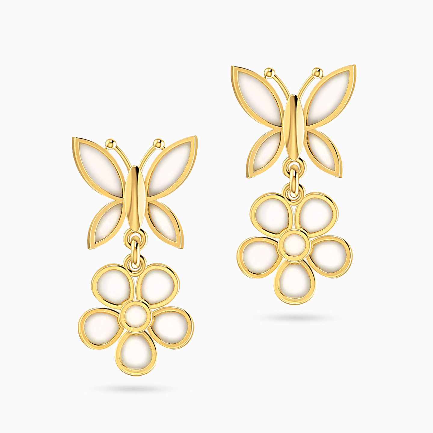 18K Gold Colored Stones Stud Earrings