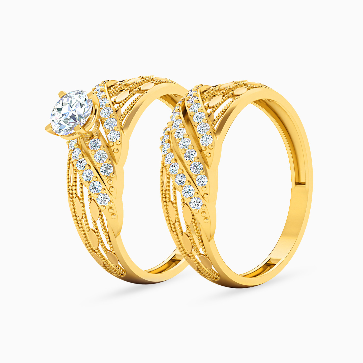 Twist Cubic Zirconia Twin Rings in 21K Gold Twist Cubic Zirconia Twin Rings in 21K Gold