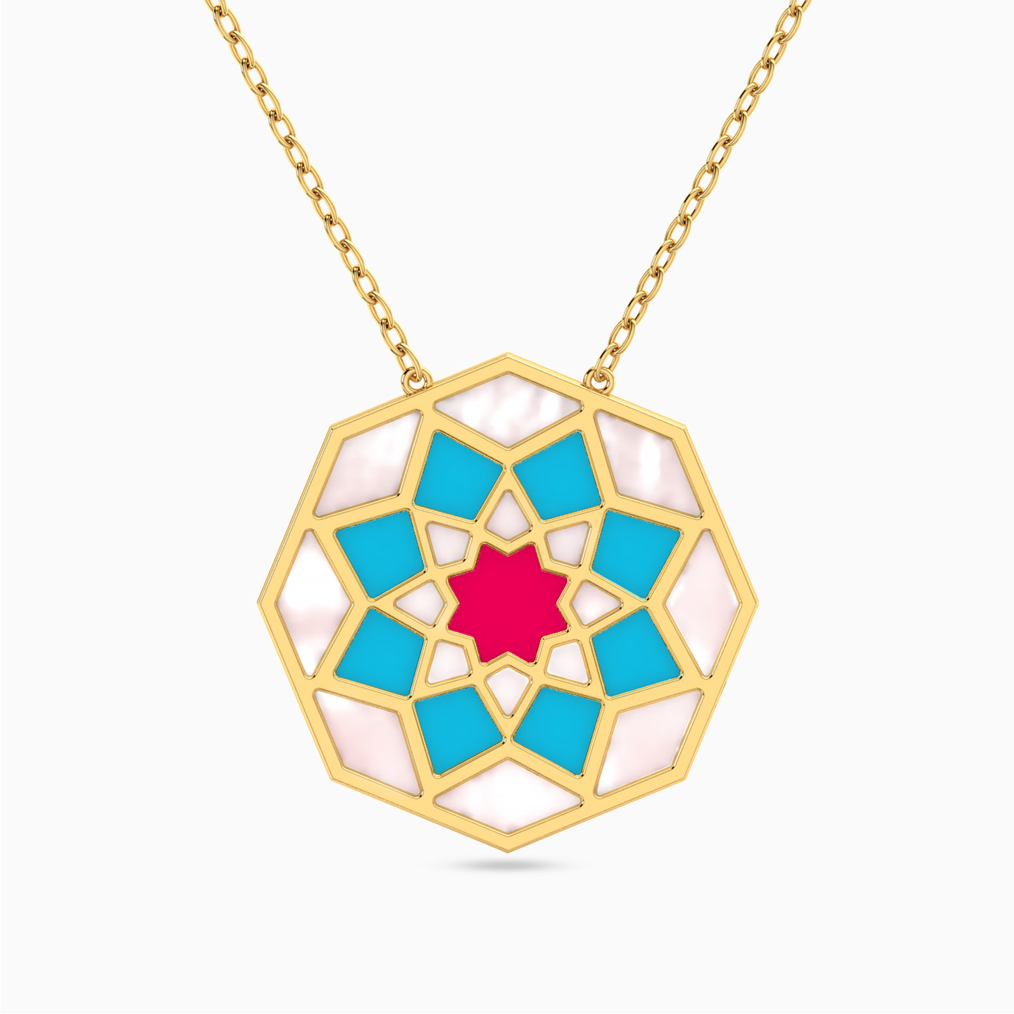 18K Gold Enamel Coated Pendant Necklace