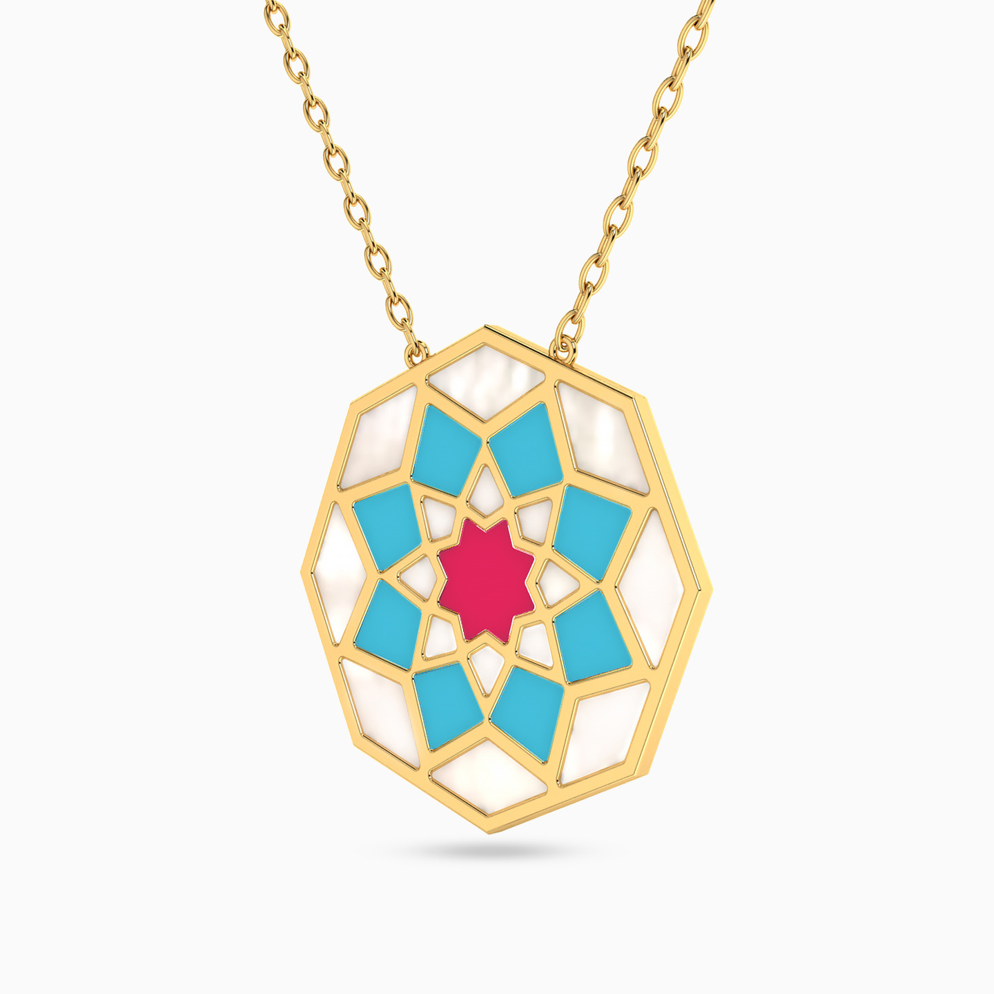 18K Gold Enamel Coated Pendant Necklace - 2