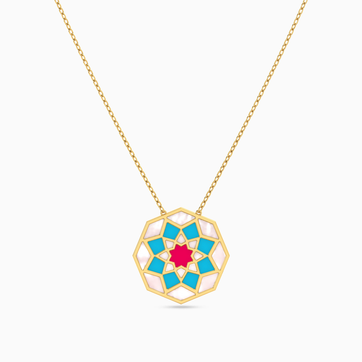 18K Gold Enamel Coated Pendant Necklace - 3