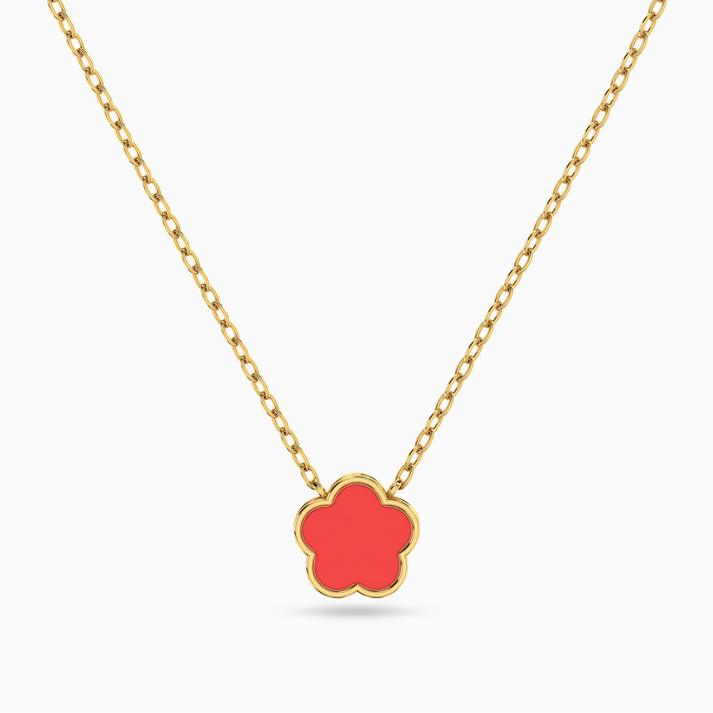 Kids Flower Colored Stones Necklace in 18K Gold