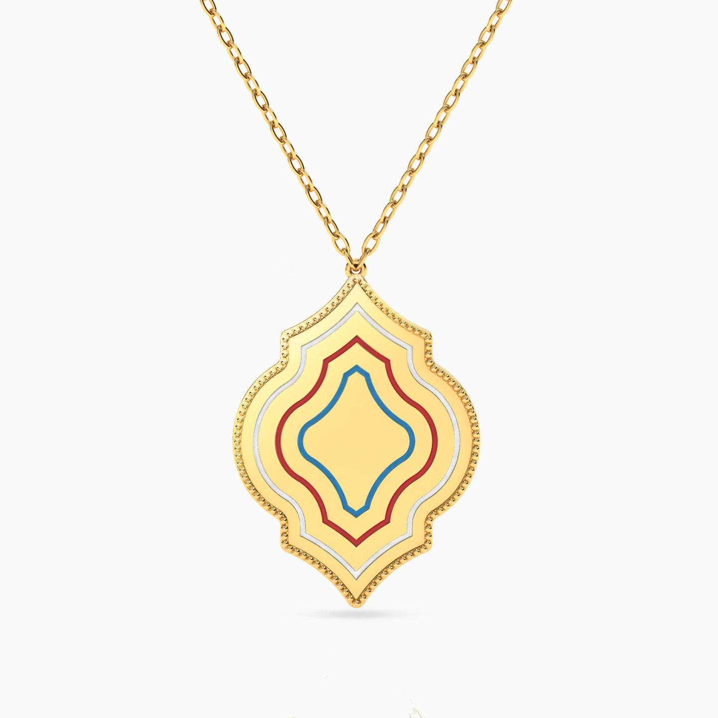 Arabesque Enamel Coated Necklace In 18K Gold Arabesque Enamel Coated Necklace In 18K Gold