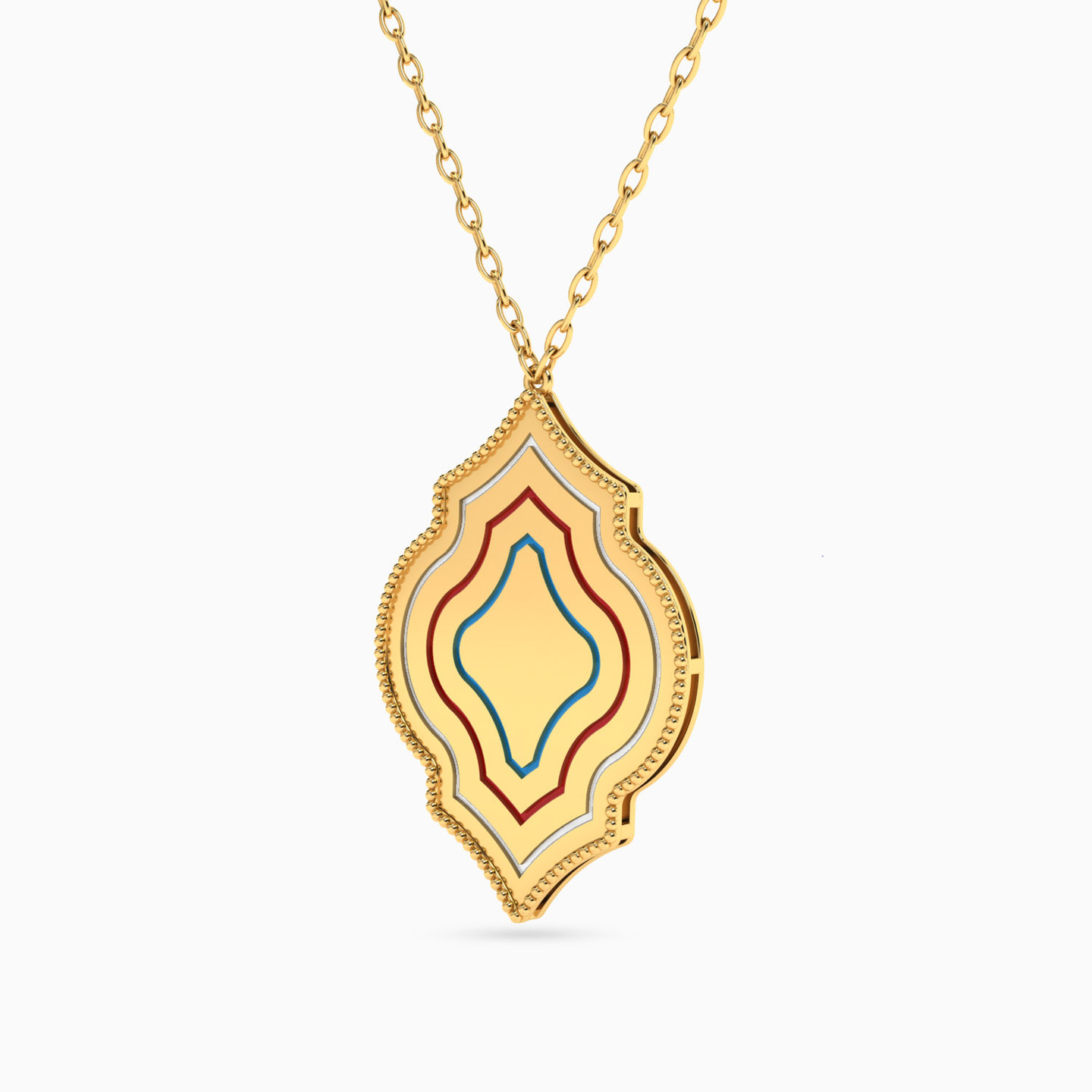 Arabesque Enamel Coated Necklace In 18K Gold - 2 Arabesque Enamel Coated Necklace In 18K Gold - 2