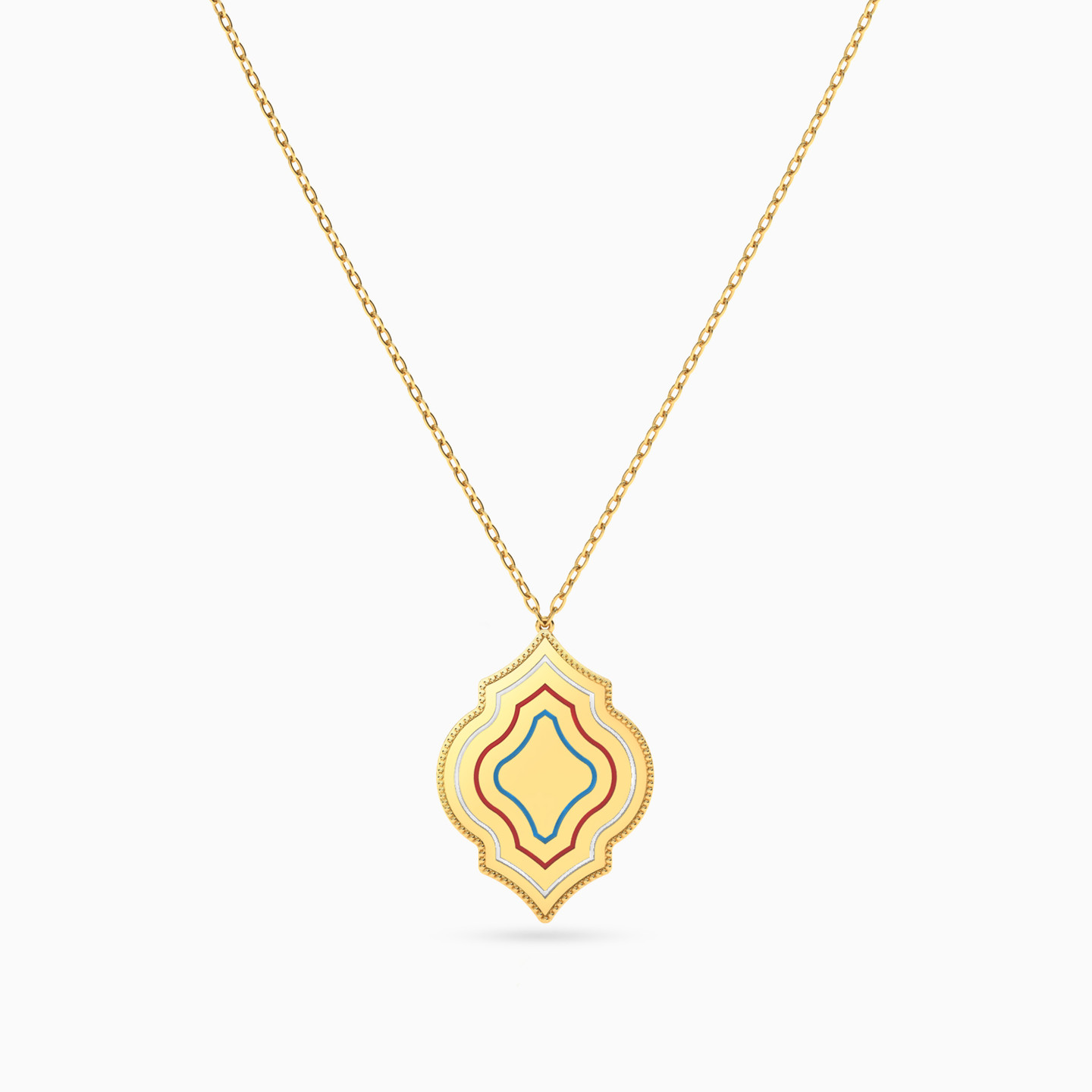 18K Gold Enamel Coated Pendant Necklace - 3