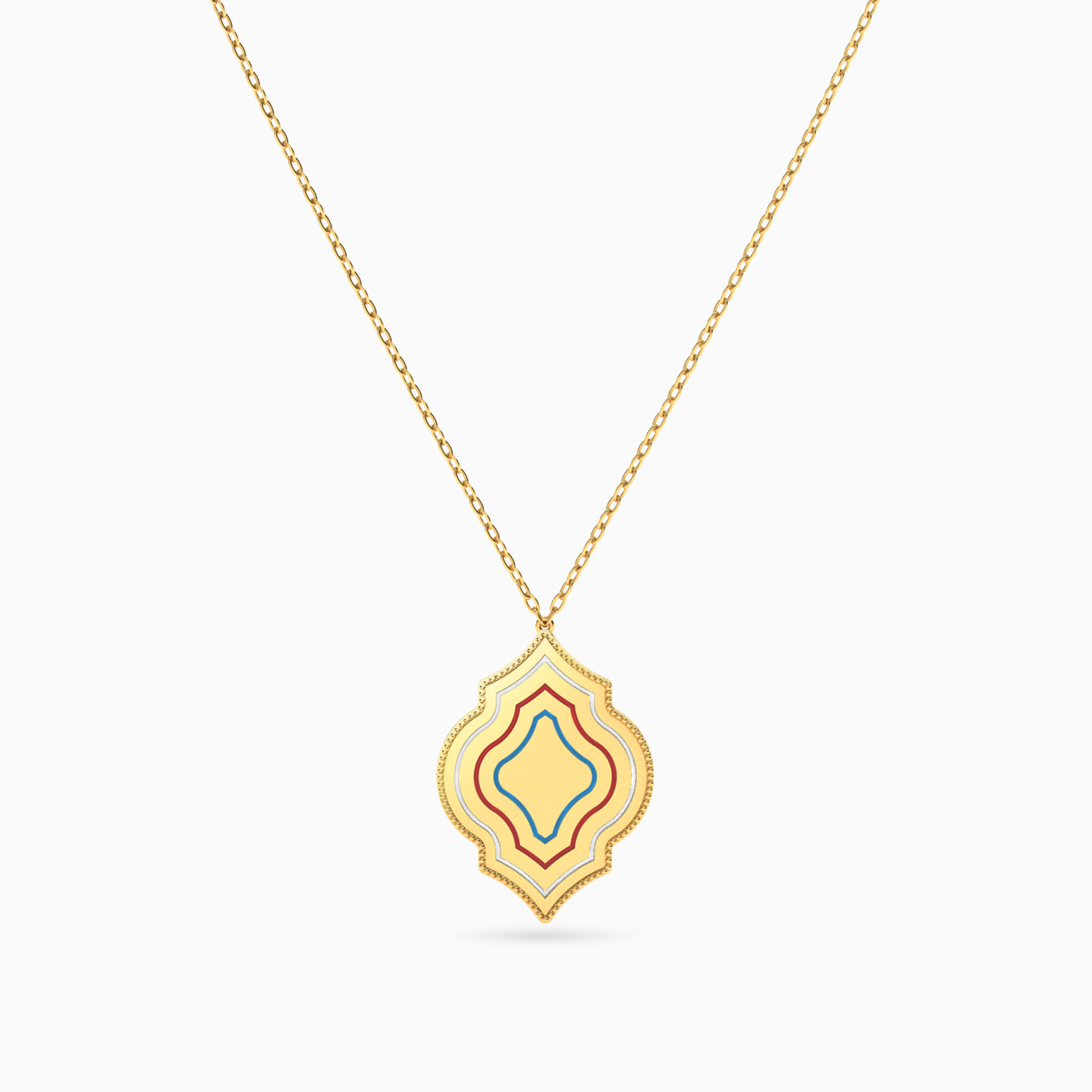 Arabesque Enamel Coated Necklace In 18K Gold - 3 Arabesque Enamel Coated Necklace In 18K Gold - 3