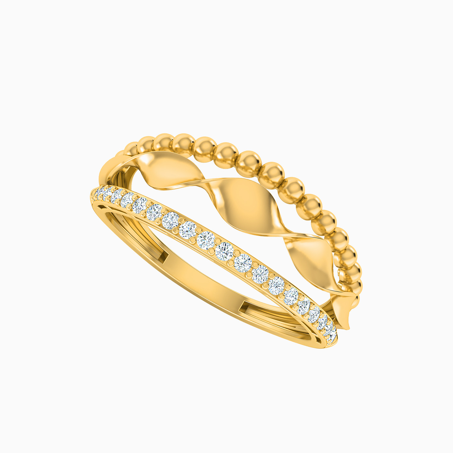 Twist Cubic Zirconia Ring in 21K Gold - 2 Twist Cubic Zirconia Ring in 21K Gold - 2