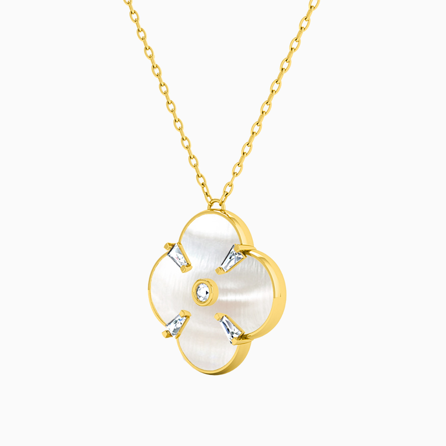 سلسلة ذهب زهرة عيار 18 قيراط مزينة باللؤلؤ   - 2