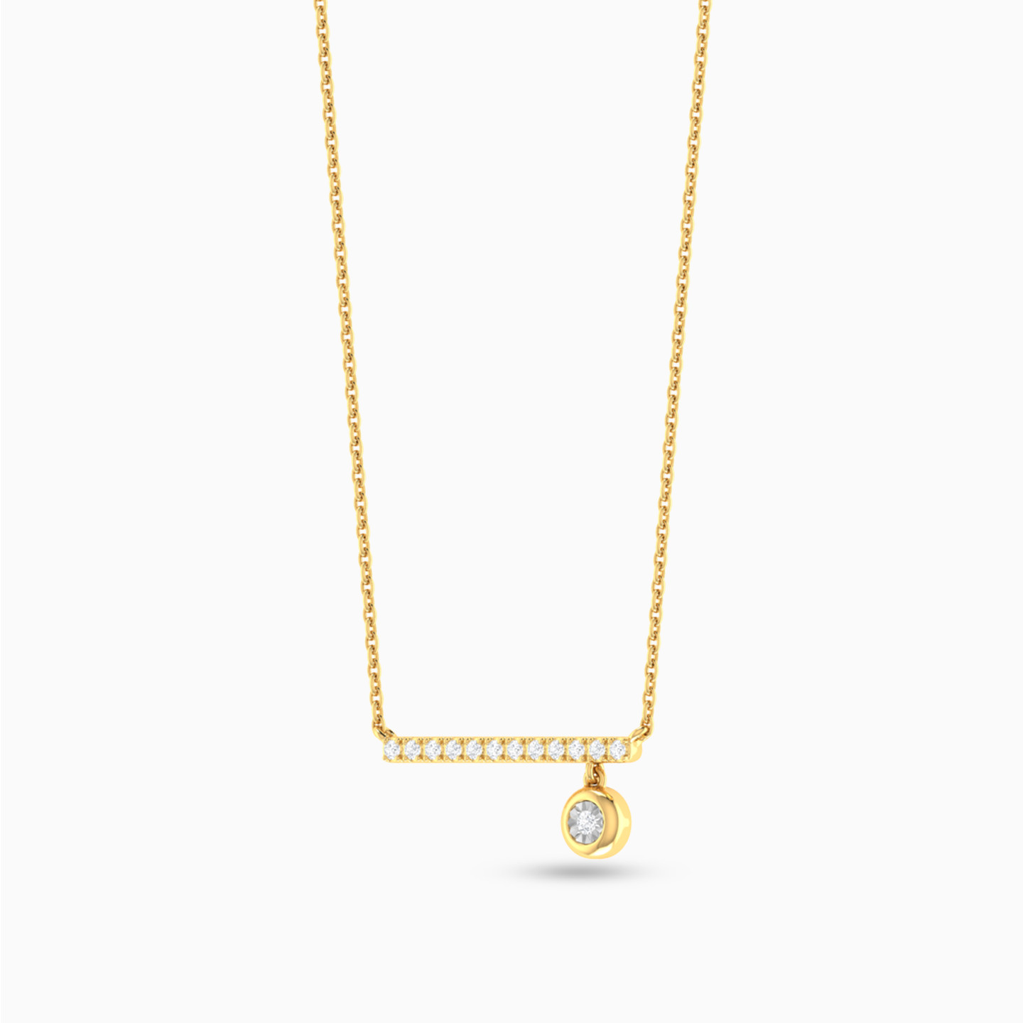 Pear Diamond Necklace in 18K Gold - 3 Pear Diamond Necklace in 18K Gold - 3