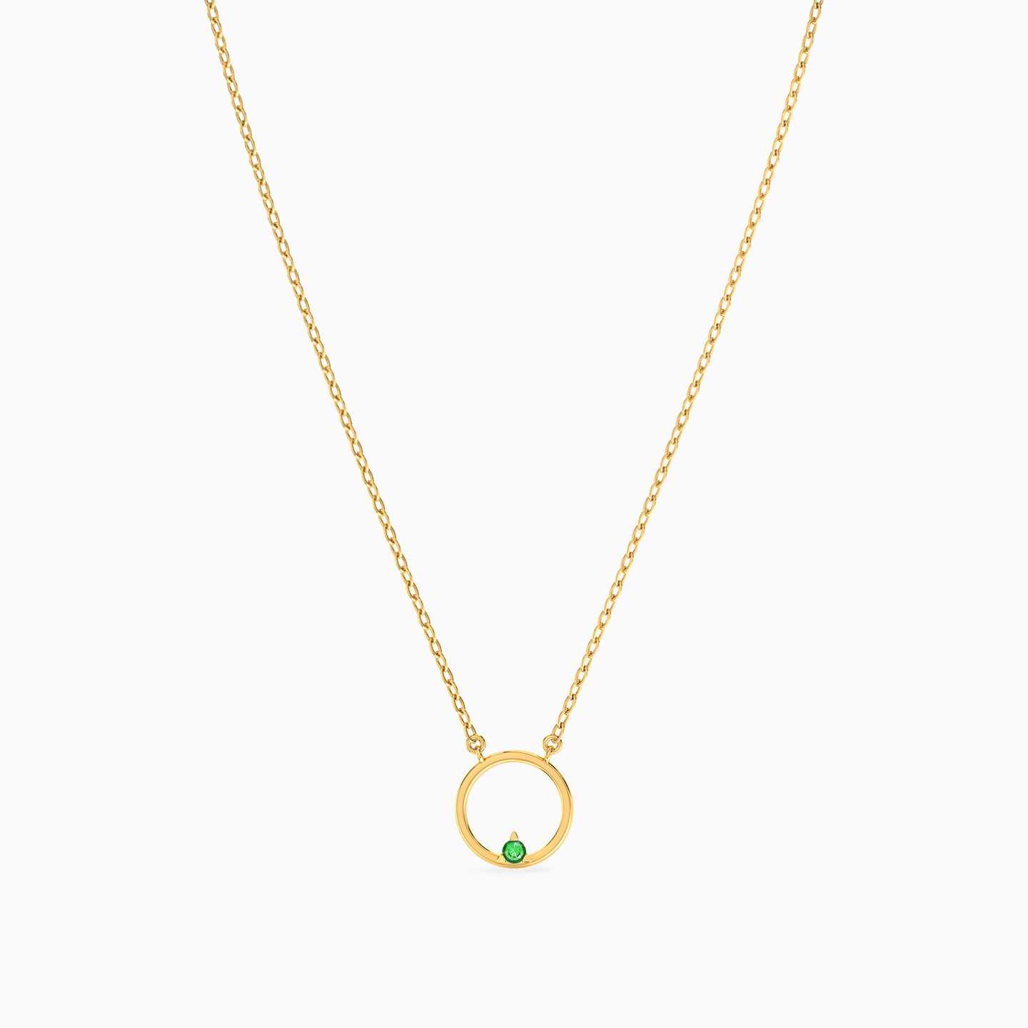 Circle Green Stones Necklace in 18K Gold - 4 Circle Green Stones Necklace in 18K Gold - 4