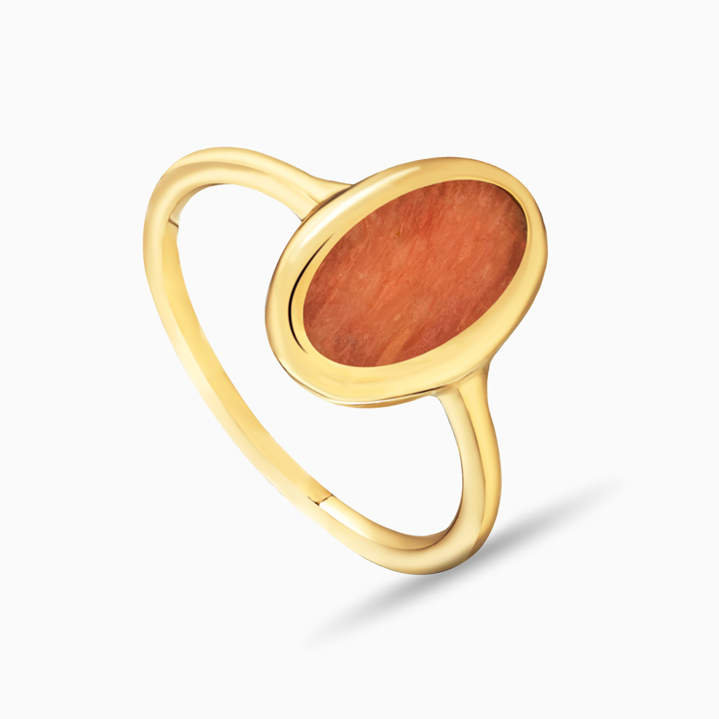 Oval Orange Stone Gold Plated Ring - 2 Oval Orange Stone Gold Plated Ring - 2