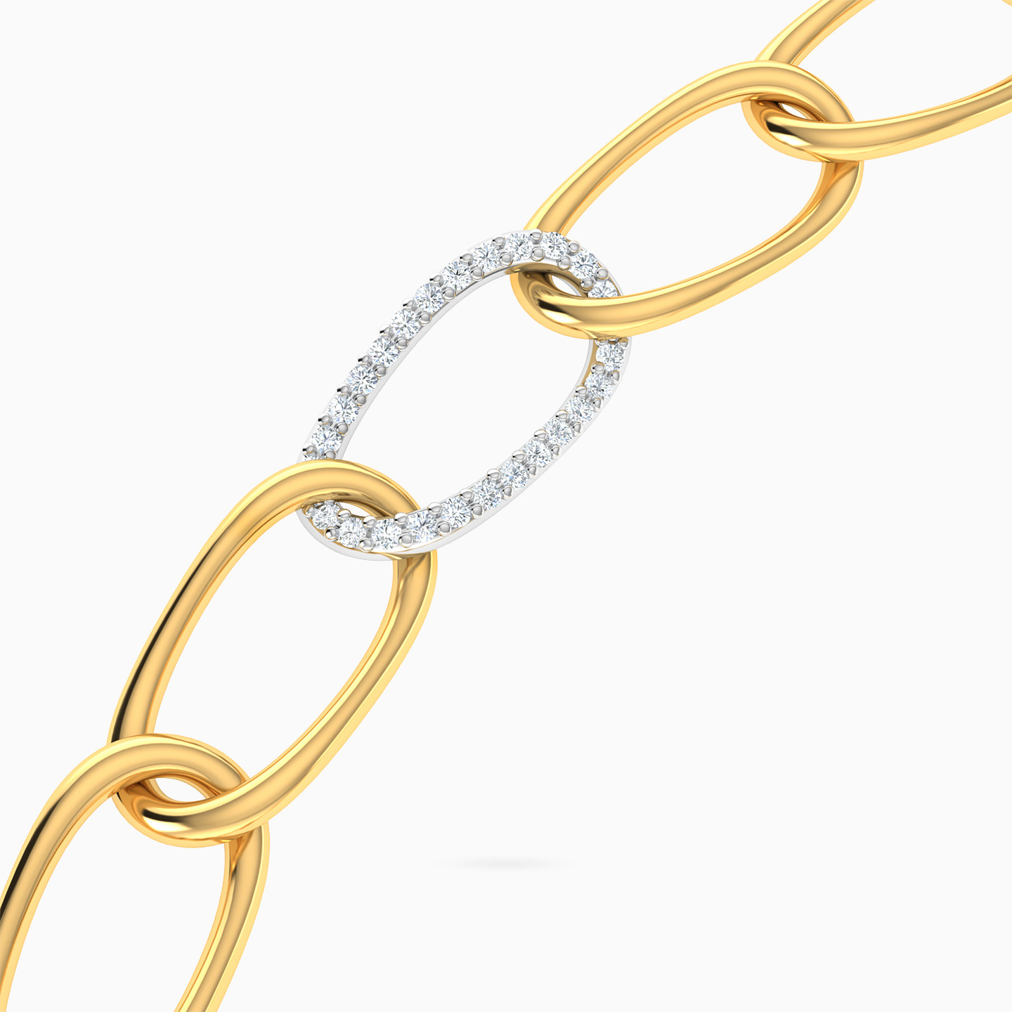 Links Diamonds Chain Necklace in 18K Gold - 3 Links Diamonds Chain Necklace in 18K Gold - 3