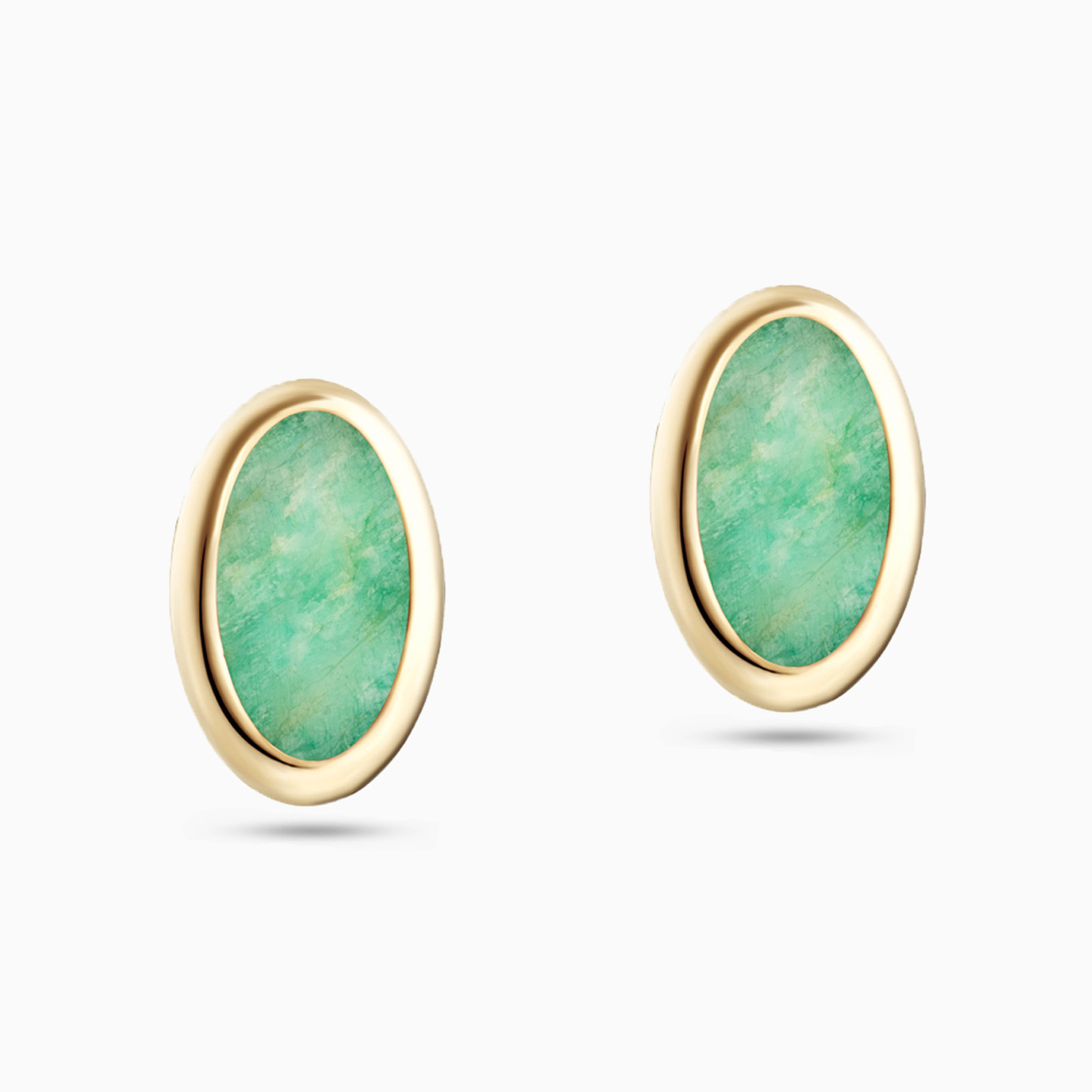 Round Colored Stones Gold Plated Stud Earrings