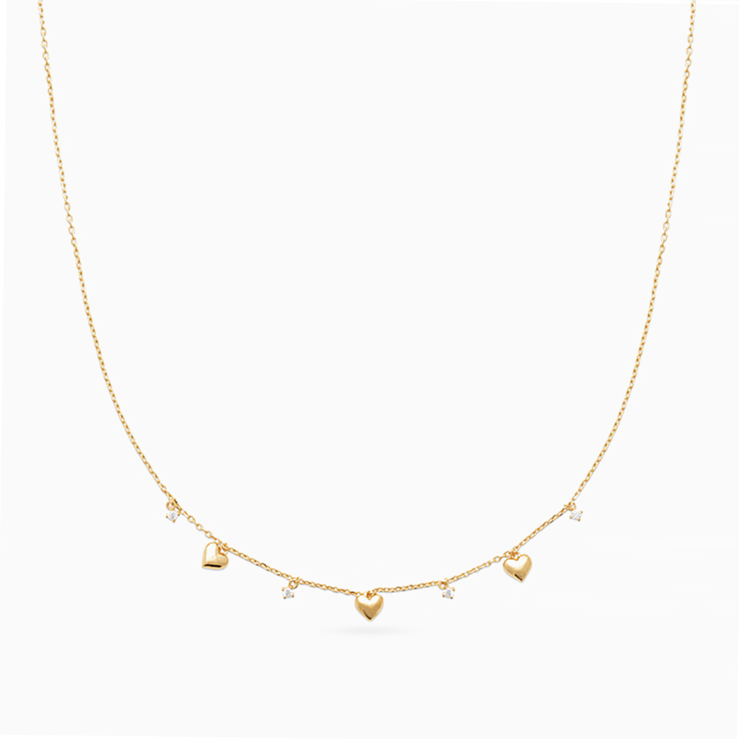 Gold Plated Colored Stones Charms Necklace