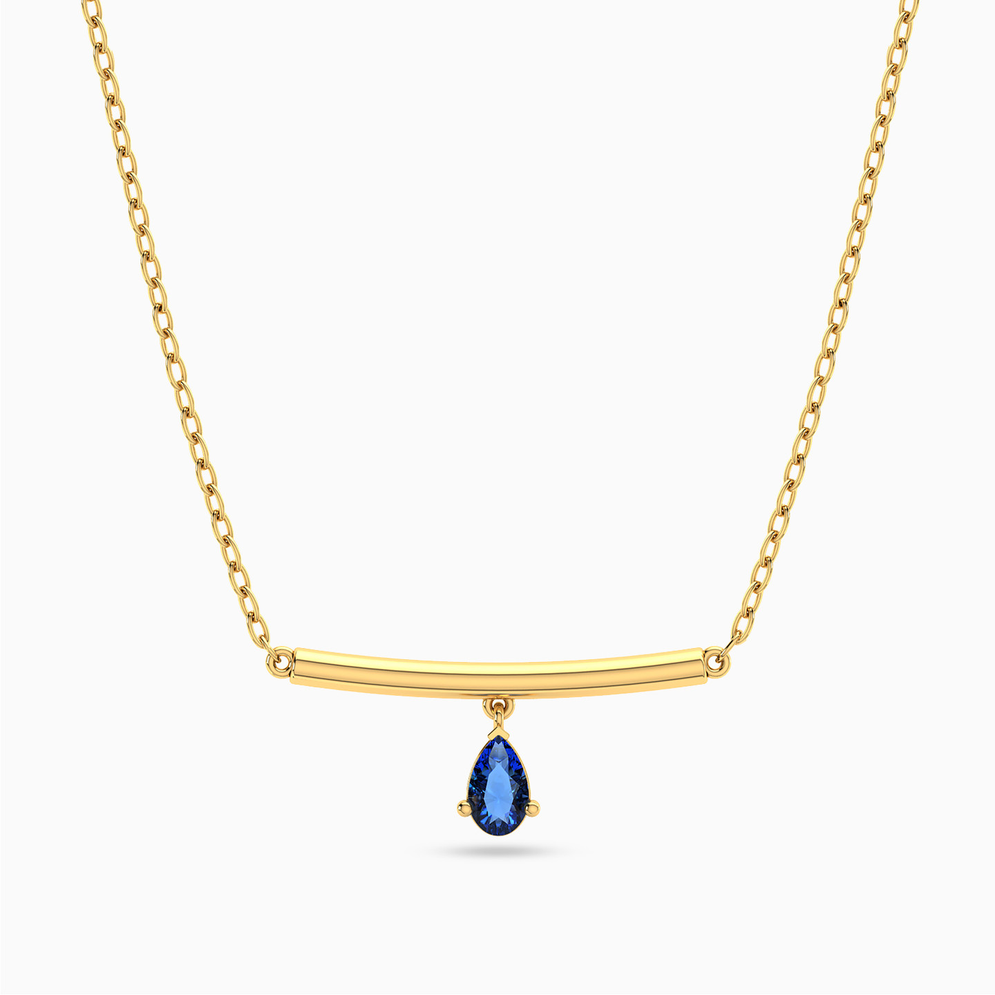 Pear Blue Stone Necklace In 18K Gold