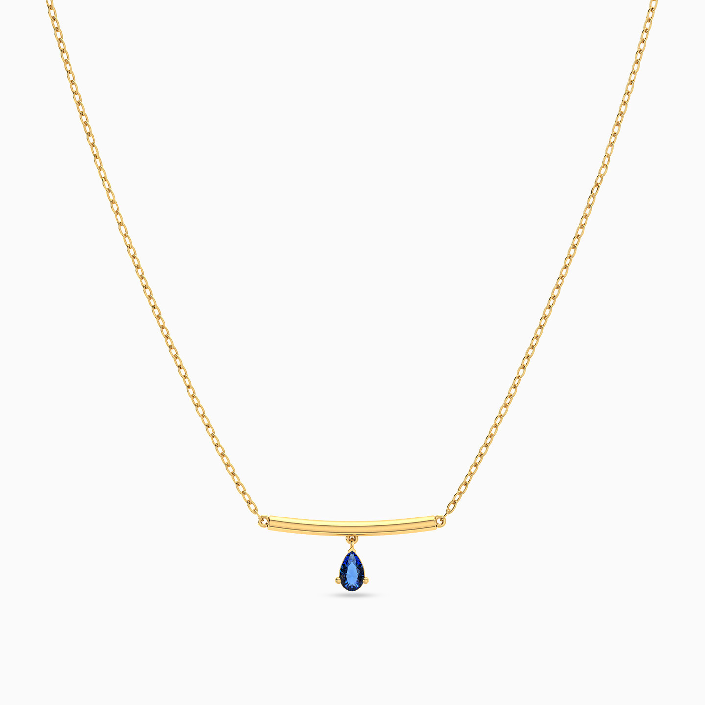 Pear Blue Stone Necklace In 18K Gold - 3