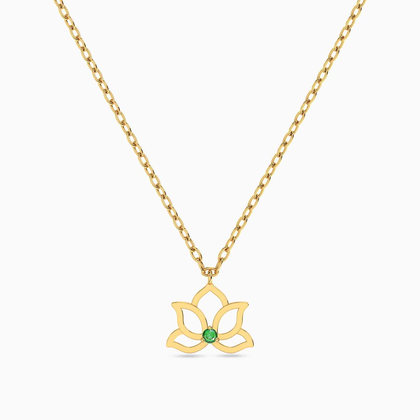 18K Gold Colored Stones Pendant Necklace