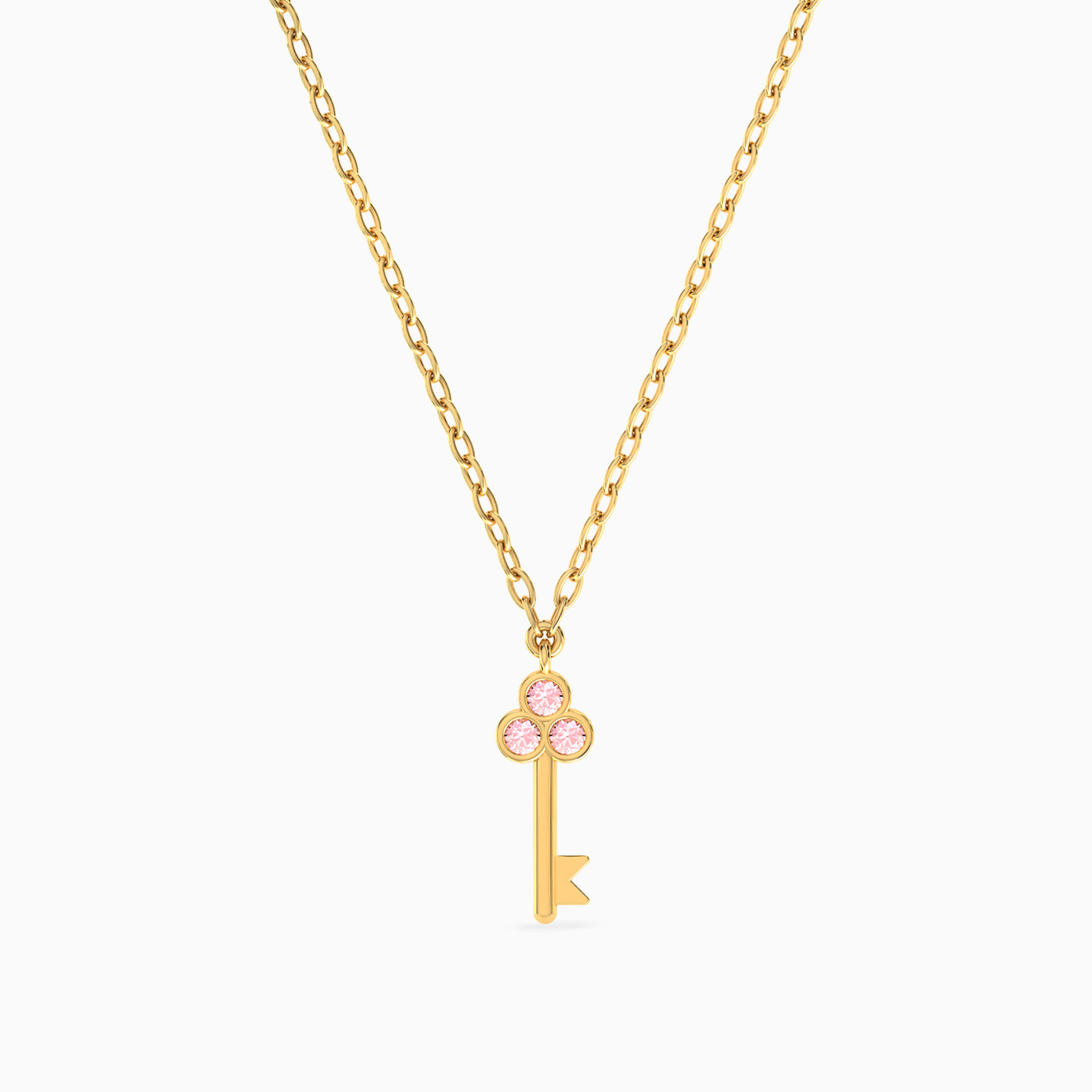 Key Rose Stone Necklace In 18K Gold Key Rose Stone Necklace In 18K Gold