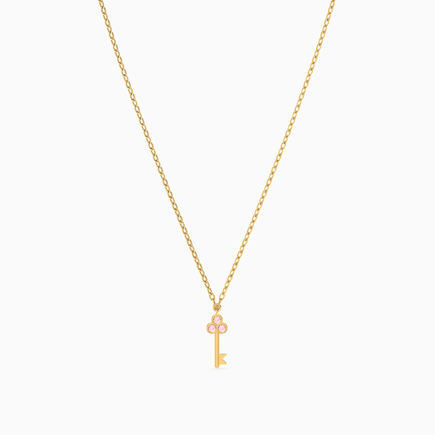 Key Rose Stone Necklace In 18K Gold - 3 Key Rose Stone Necklace In 18K Gold - 3