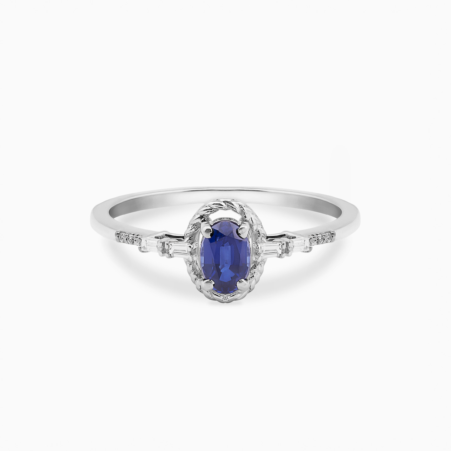 Oval Diamond & Blue Stone Ring in 18K Gold Oval Diamond & Blue Stone Ring in 18K Gold