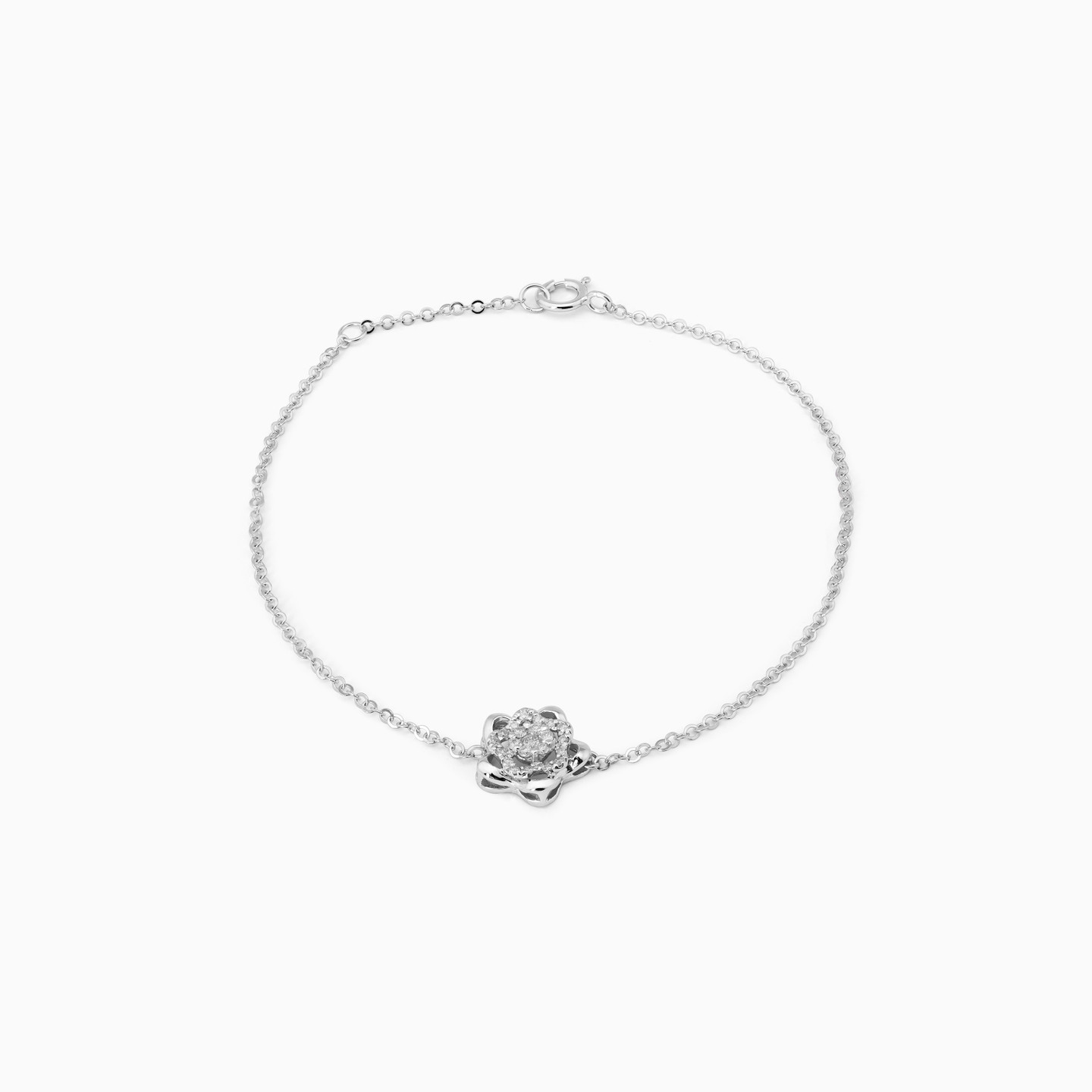 Flower Diamond Chain Bracelet in 18K Gold - 2 Flower Diamond Chain Bracelet in 18K Gold - 2