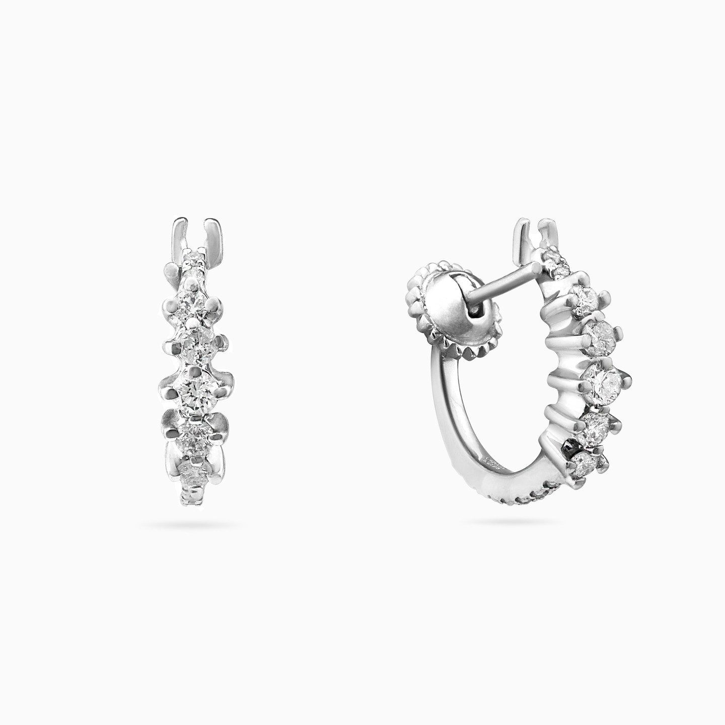 18K Gold Diamond Hoop Earrings - 2