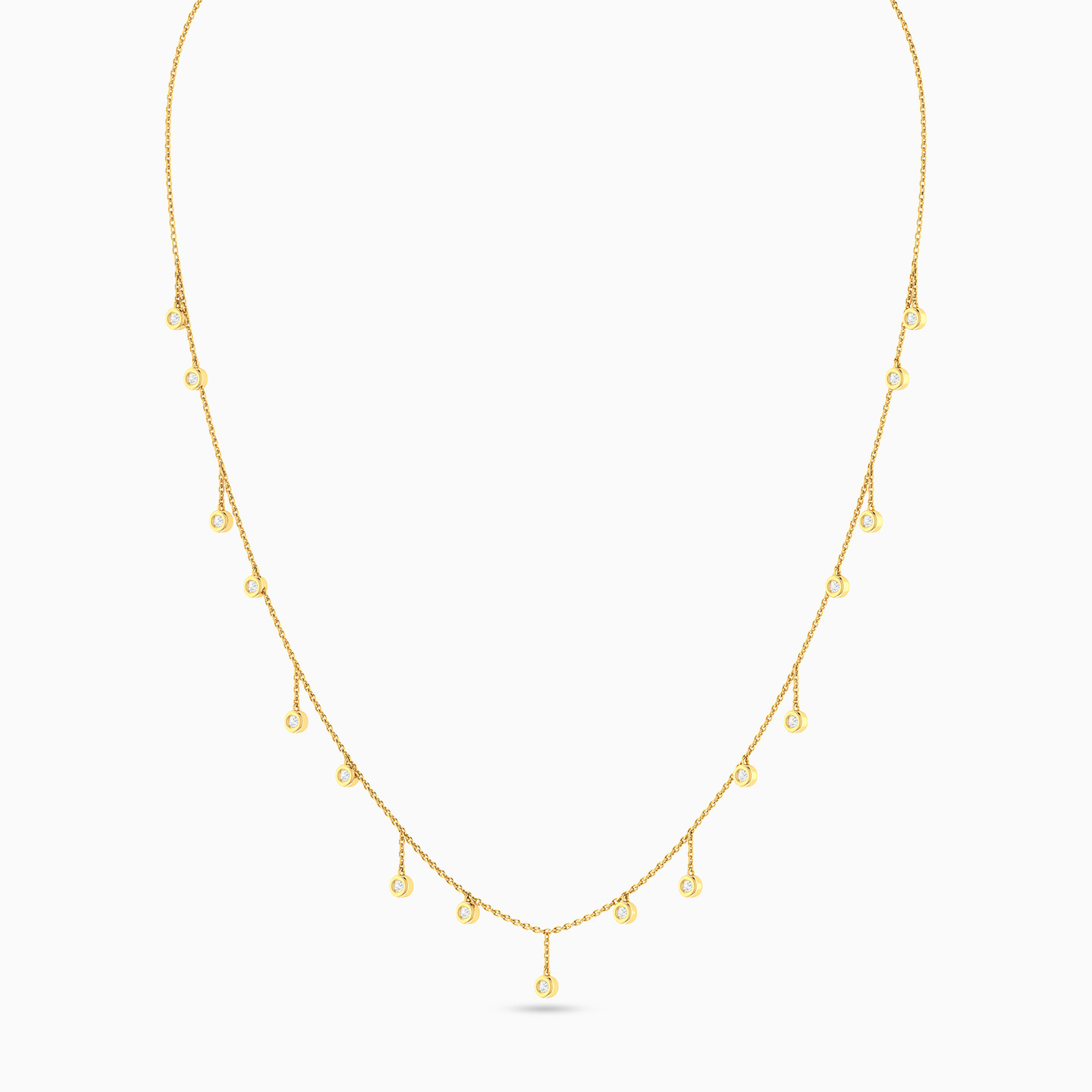 Circle Diamond Chain Necklace in 18K Gold - 3 Circle Diamond Chain Necklace in 18K Gold - 3