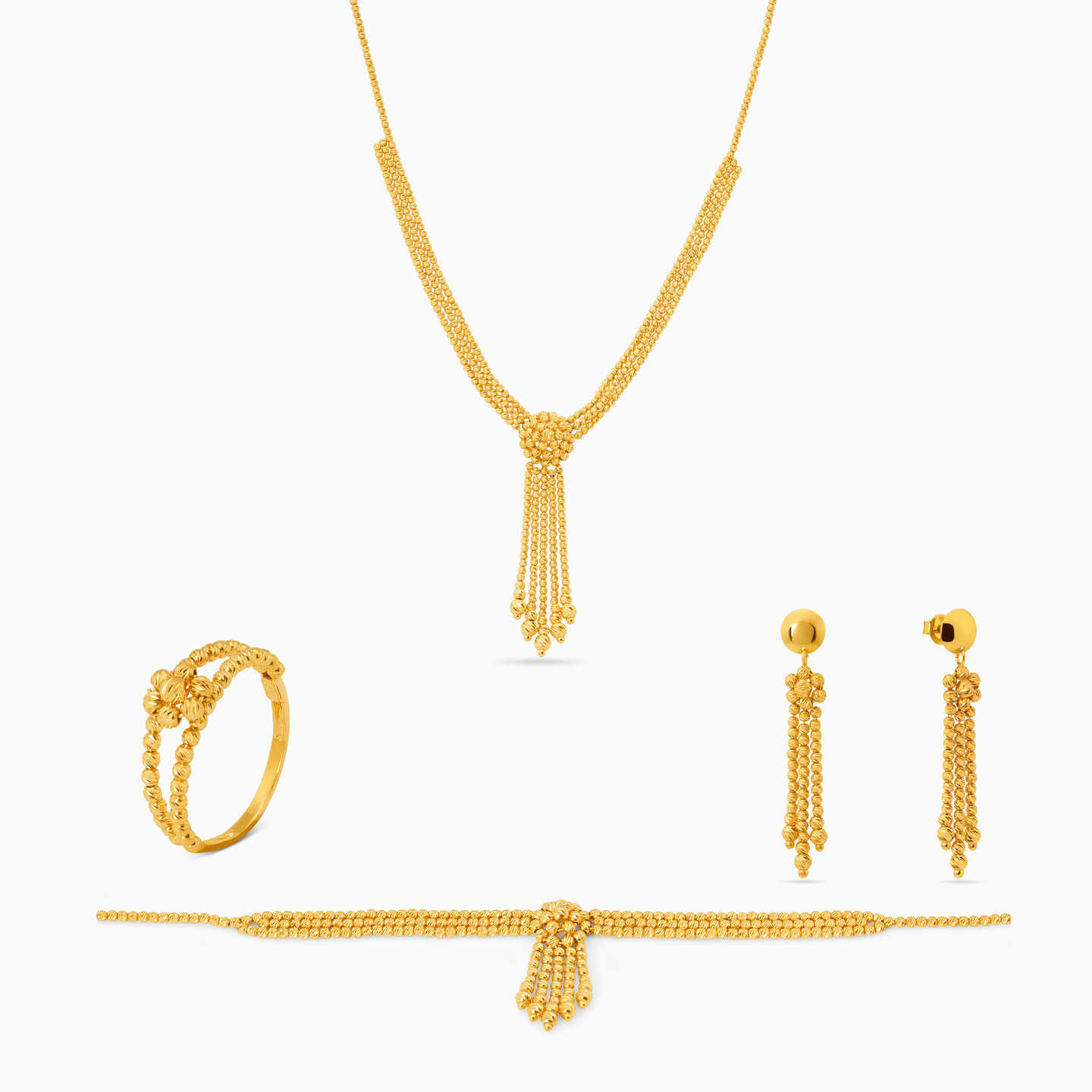 Beaded Full Set in 21K Gold - 4 pieces