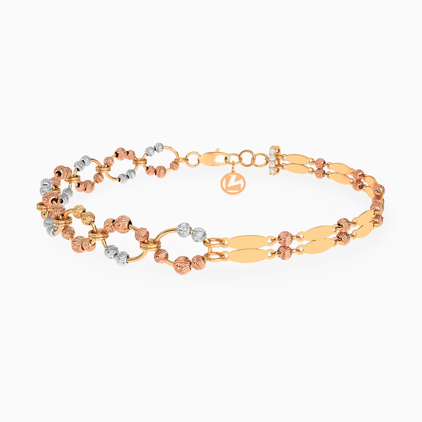 Beaded Cubic Zirconia Chain Bracelet in 21K Gold Beaded Cubic Zirconia Chain Bracelet in 21K Gold