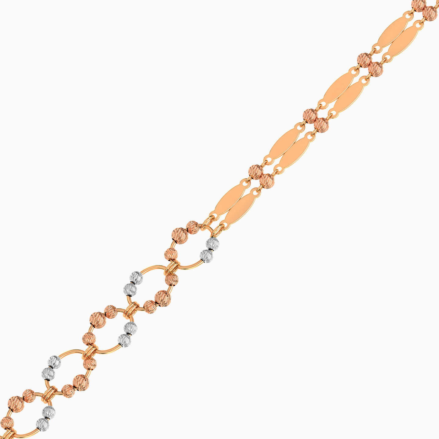Beaded Cubic Zirconia Chain Bracelet in 21K Gold - 2 Beaded Cubic Zirconia Chain Bracelet in 21K Gold - 2