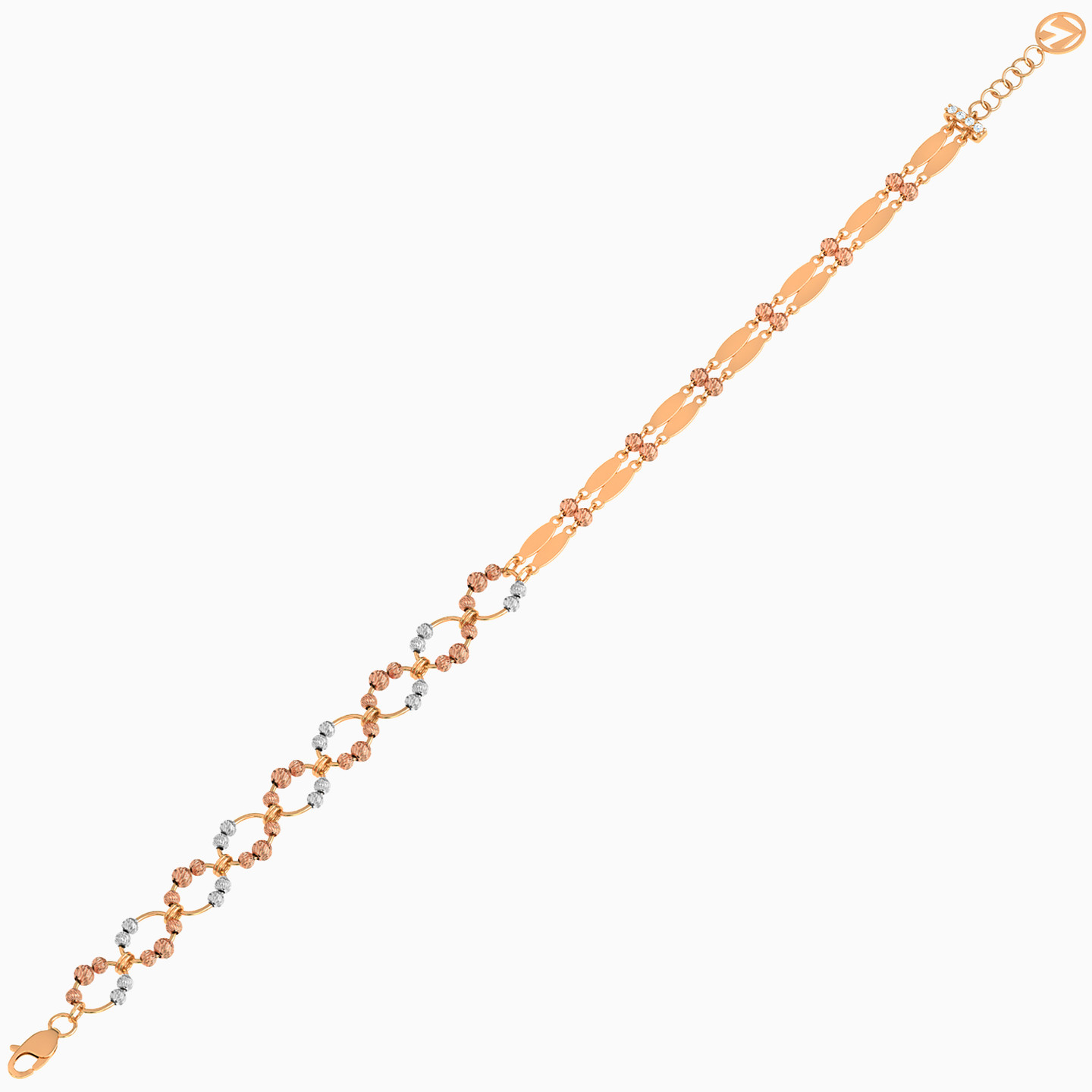 Beaded Cubic Zirconia Chain Bracelet in 21K Gold - 3 Beaded Cubic Zirconia Chain Bracelet in 21K Gold - 3